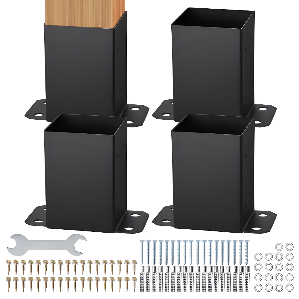 VEVOR 4 Pack 4x4 Post Base Brackets Heavy Duty Wood Post Fence Post Anchor
