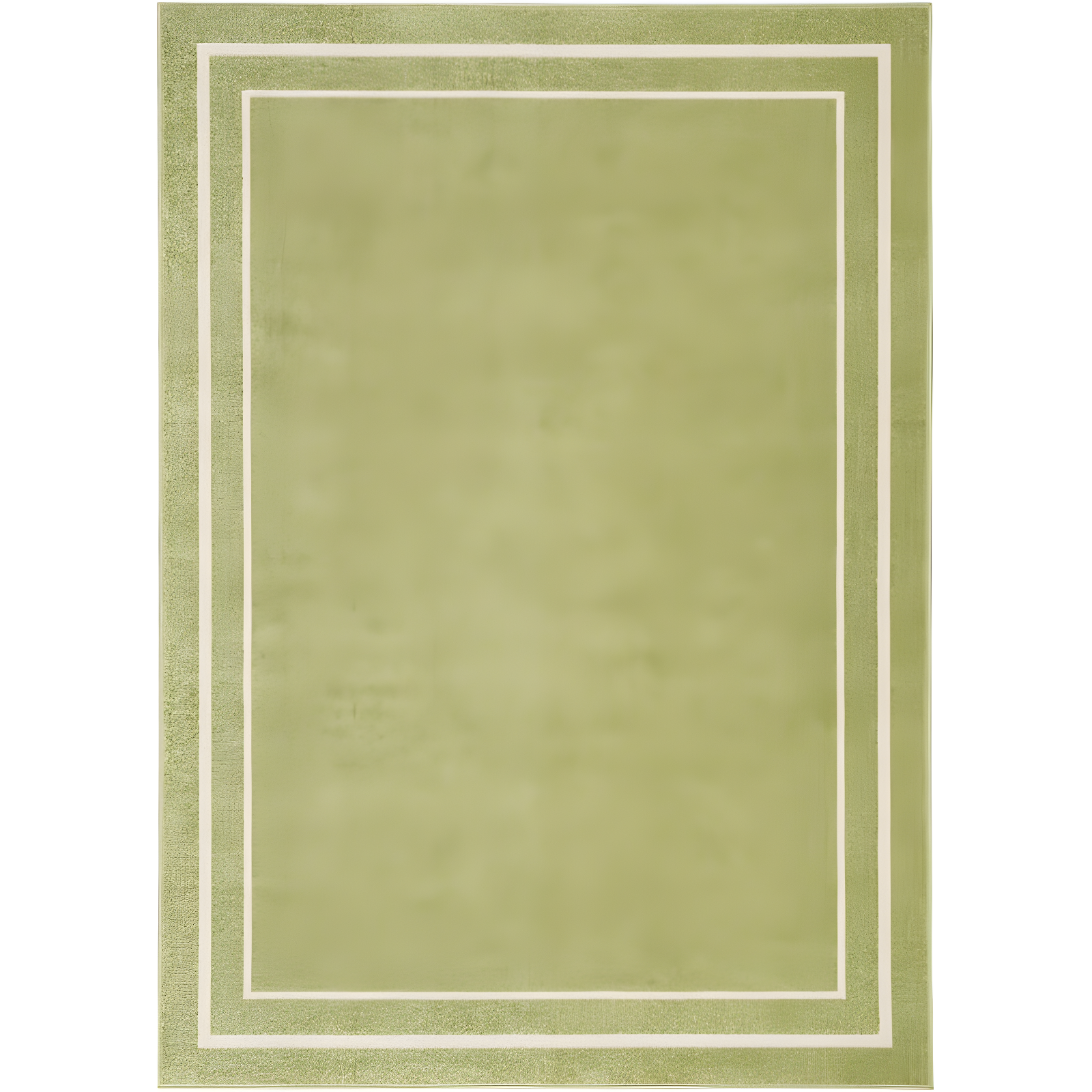Nourison Essentials Solid Bordered Low Pile Indoor Outdoor Area Rug 5' x 7' Green Ivory