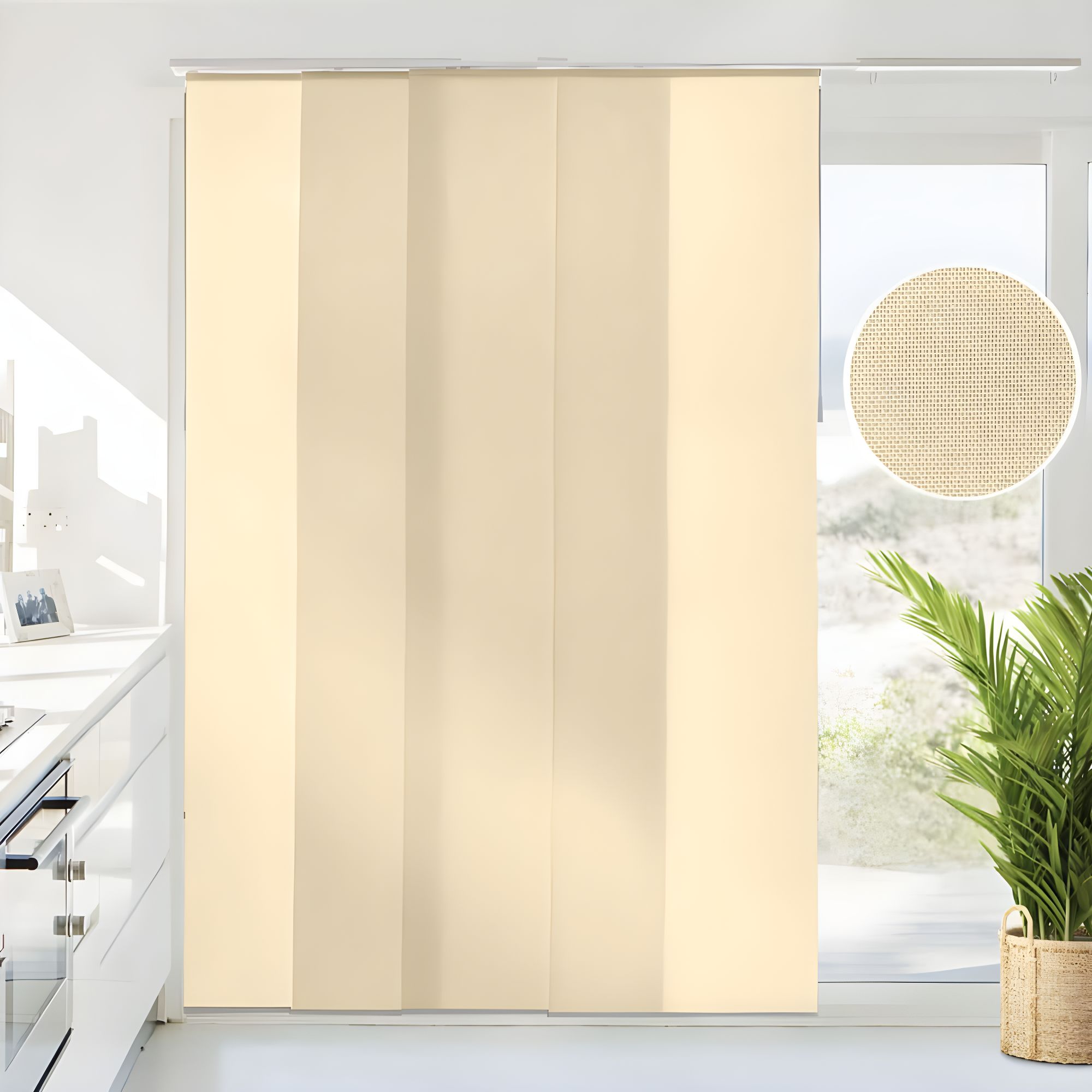 CHICOLOGY QUAD RAIL SLIDING PANEL Brunch Grey (Light Filtering) W:46-86 x H:Up-to 96 inches