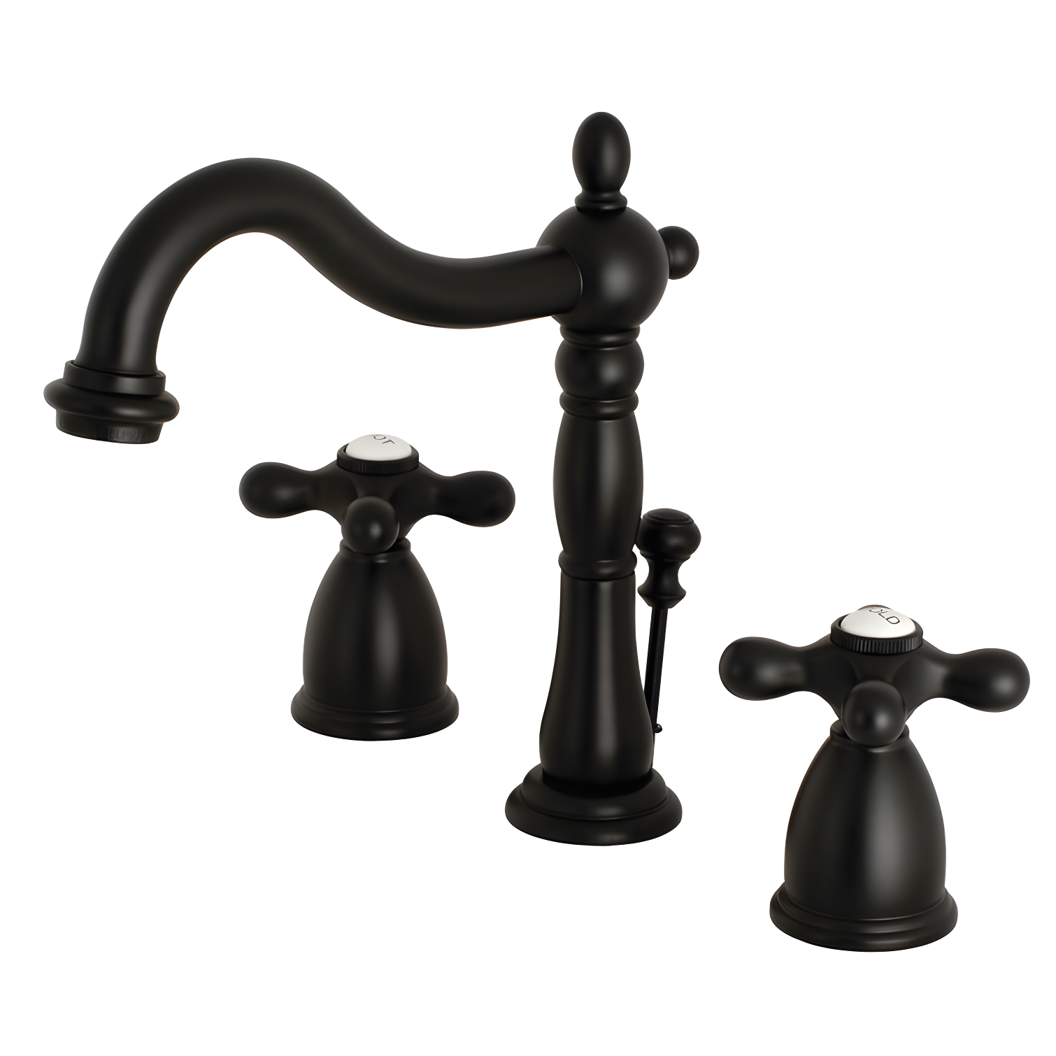 Kingston Brass Heritage Two-Handle 3-Hole Deck Mount Widespread Bathroom Faucet with Pop-Up Drain