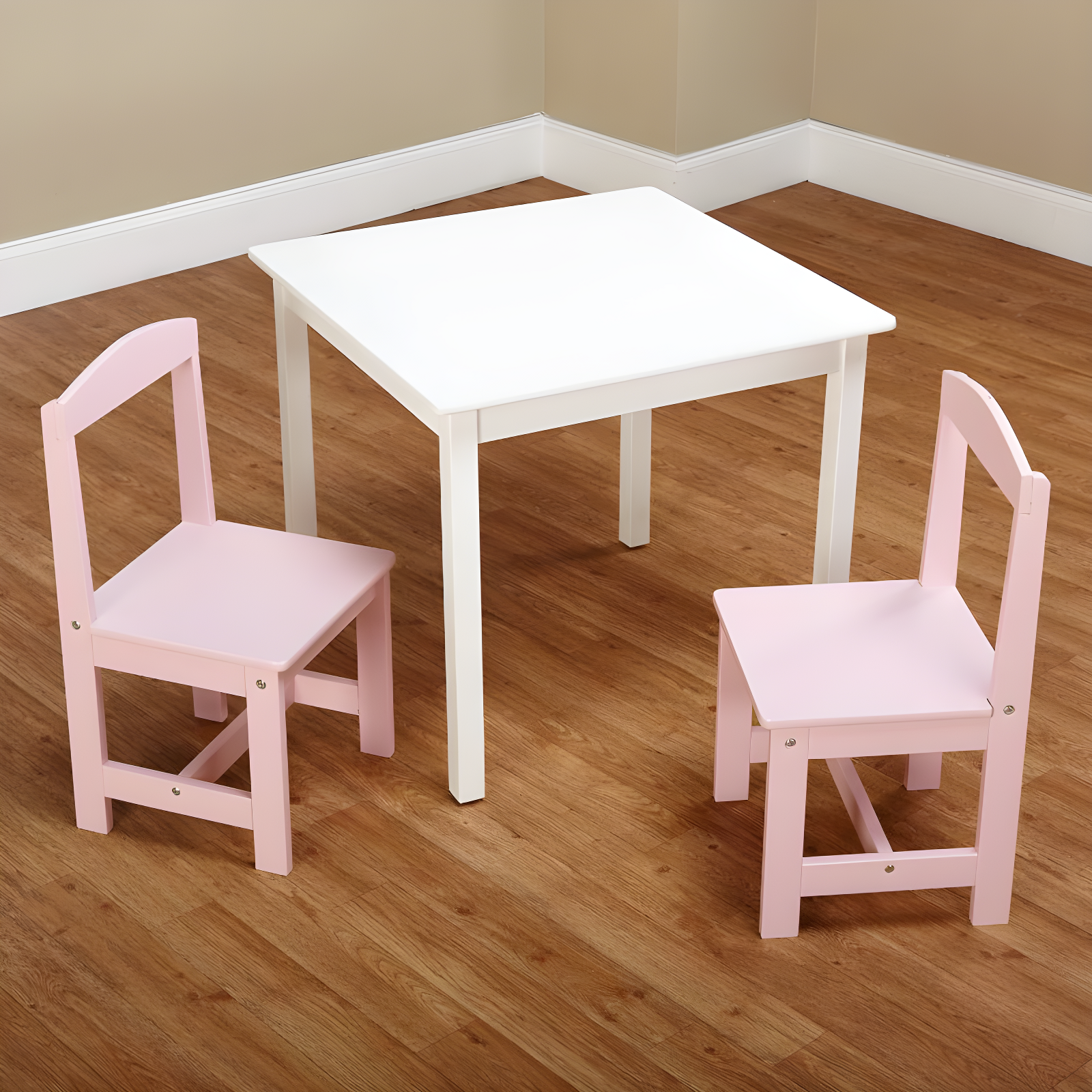 3pc Madeline Kids' Table and Chair Set White/Pink - Buylateral: Toddler Table Set, MDF Frame, 50 lb Capacity