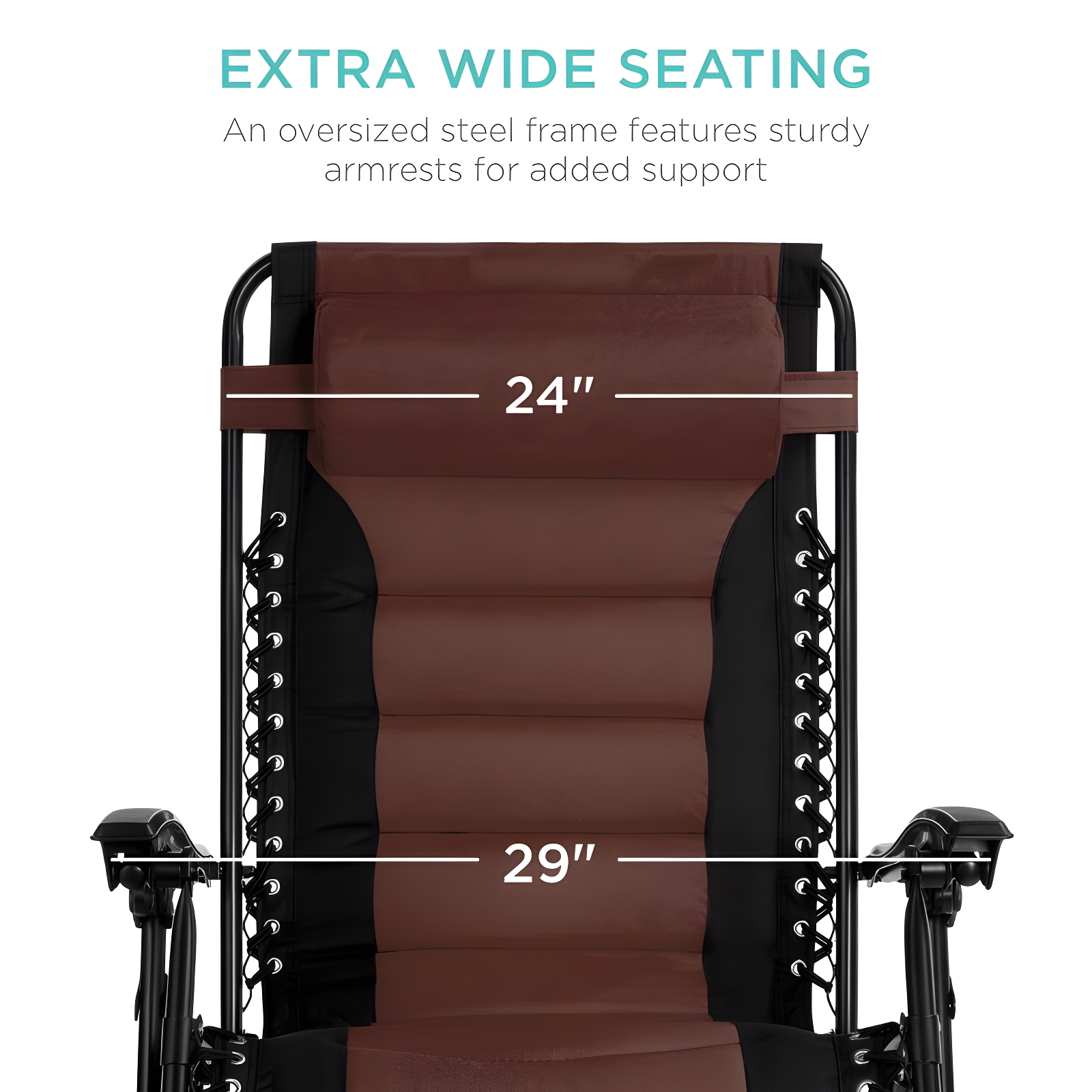Best Choice Products Oversized Padded Zero Gravity Chair, Folding Outdoor Patio Recliner w/ Side Tray - Black/Brown