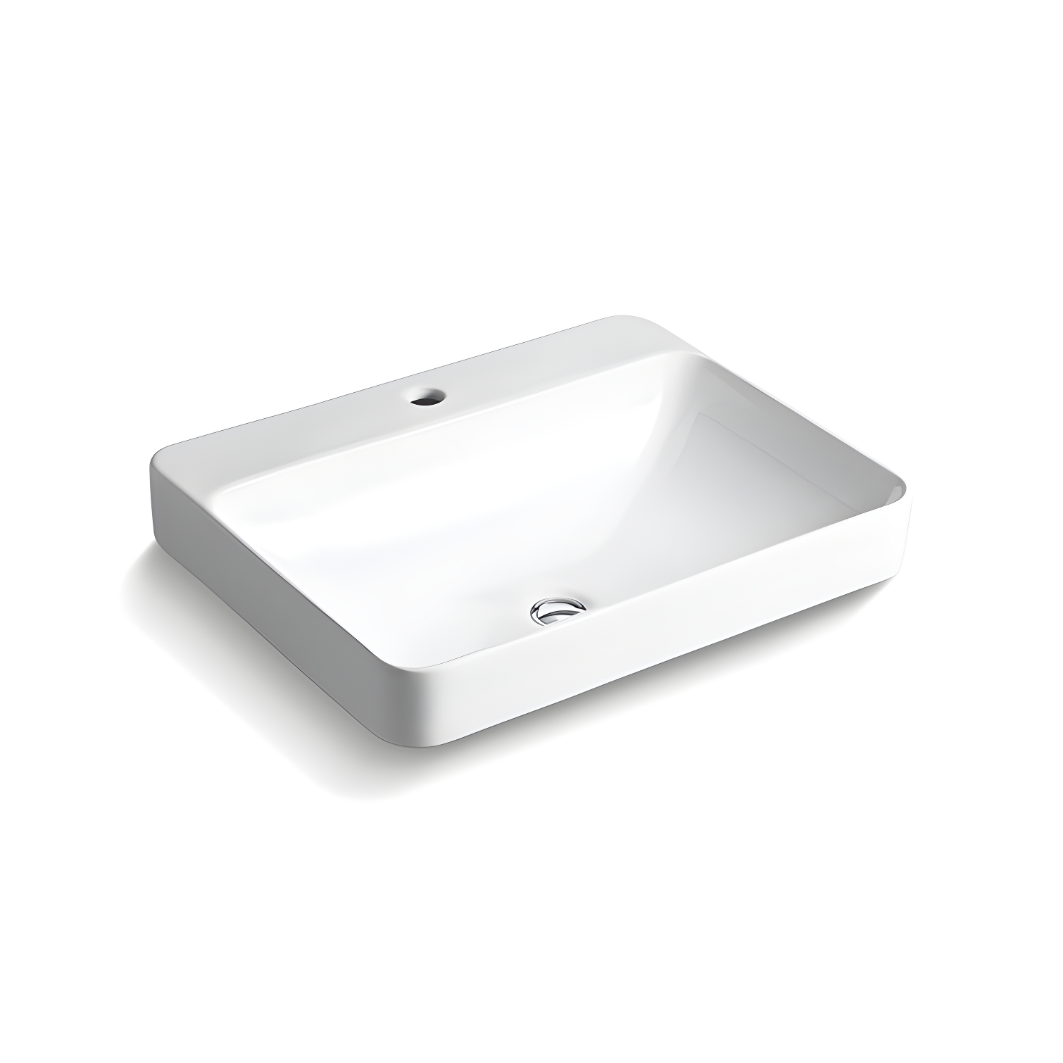 Vox® Vitreous China Rectangular Vessel Bathroom Sink with Overflow