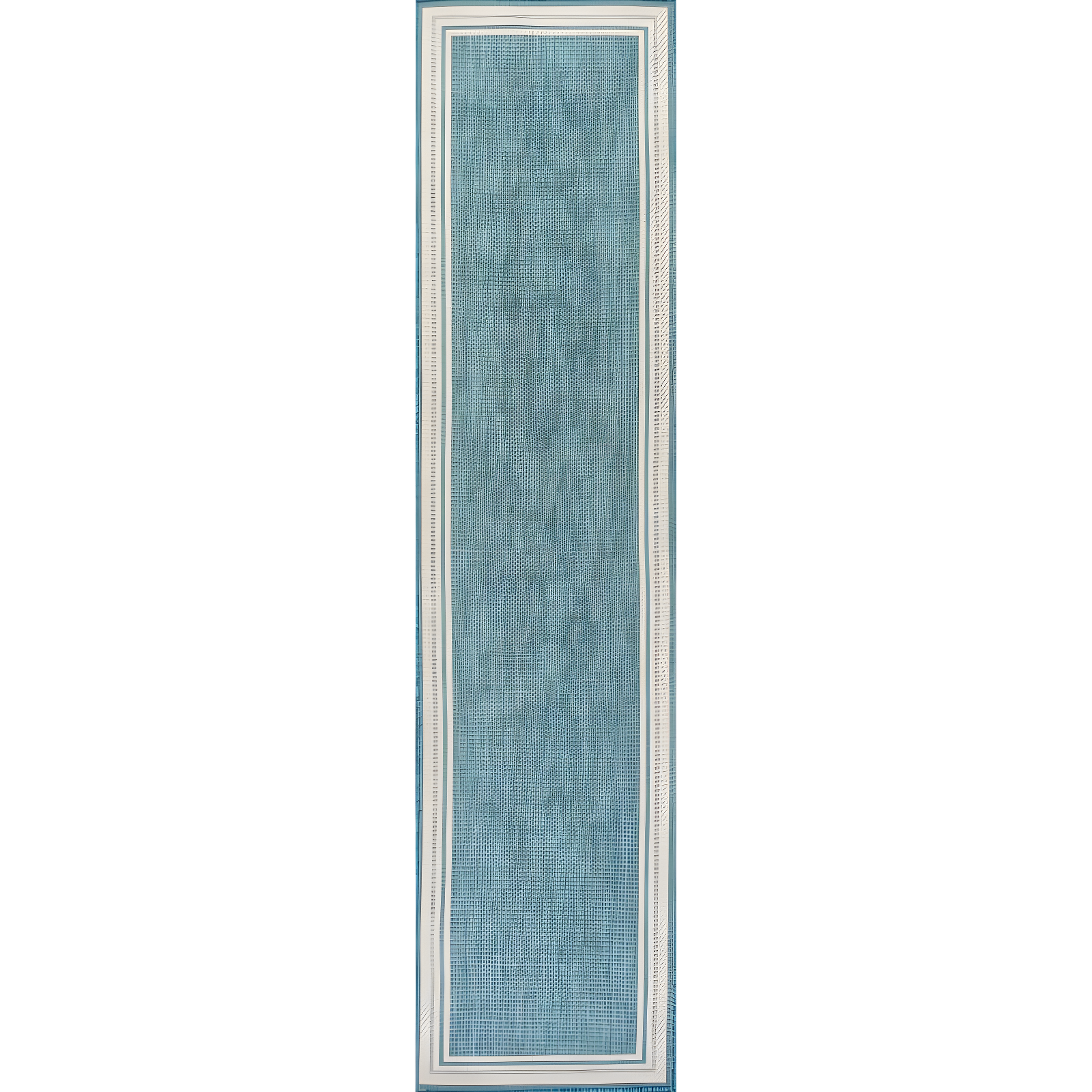 2' x 8' James Modern Border Stripe Indoor/Outdoor Runner Rug, Aqua/Beige - JONATHAN Y