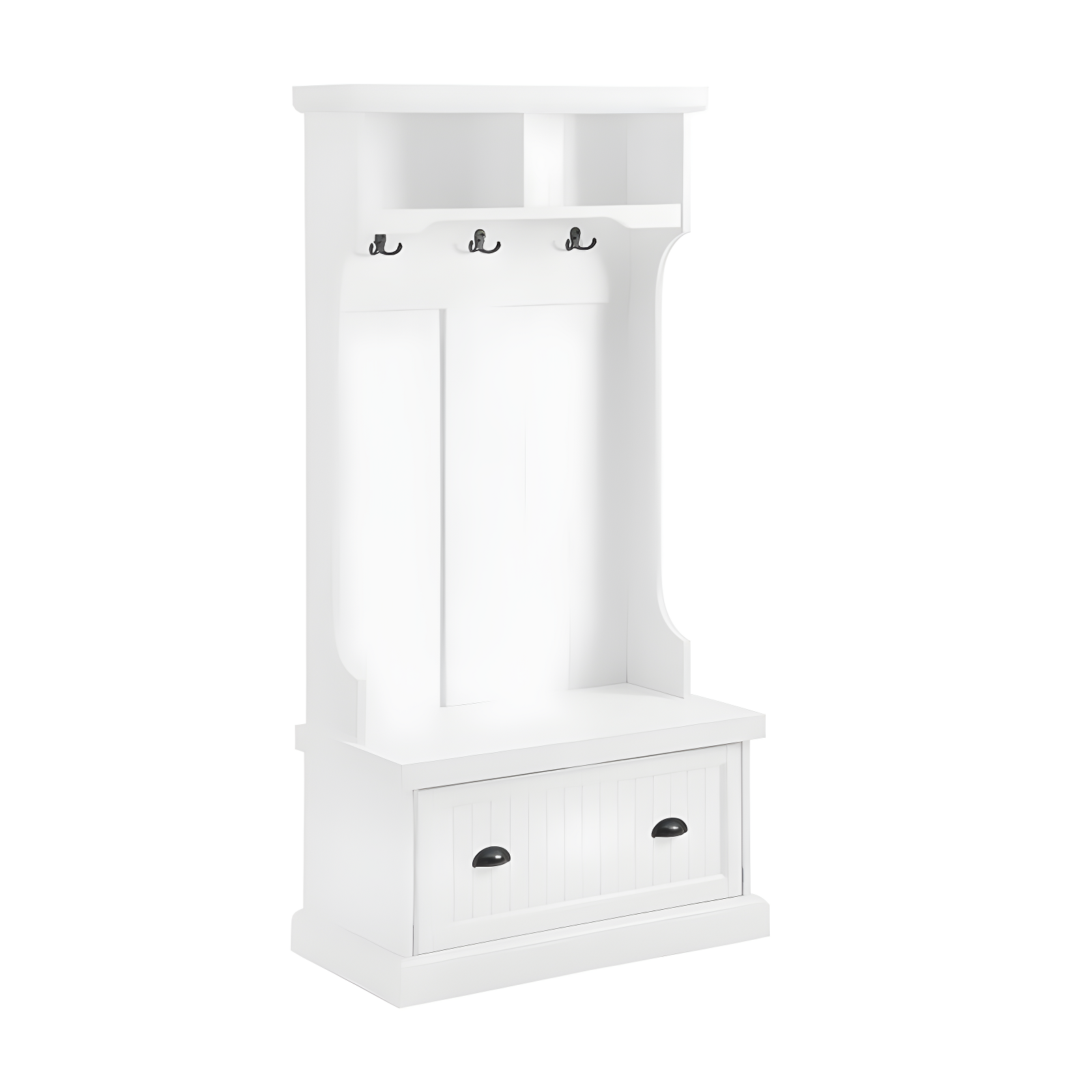 Shoreline Hall Tree White - Crosley: Nautical Coastal Beach Style, Wood Veneer with Metal Hardware