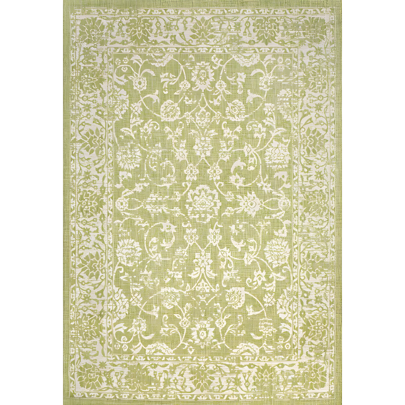 4' x 6' Tela Bohemian Styled Textured Weave Floral Indoor/Outdoor Area Rug, Green/Cream - JONATHAN Y