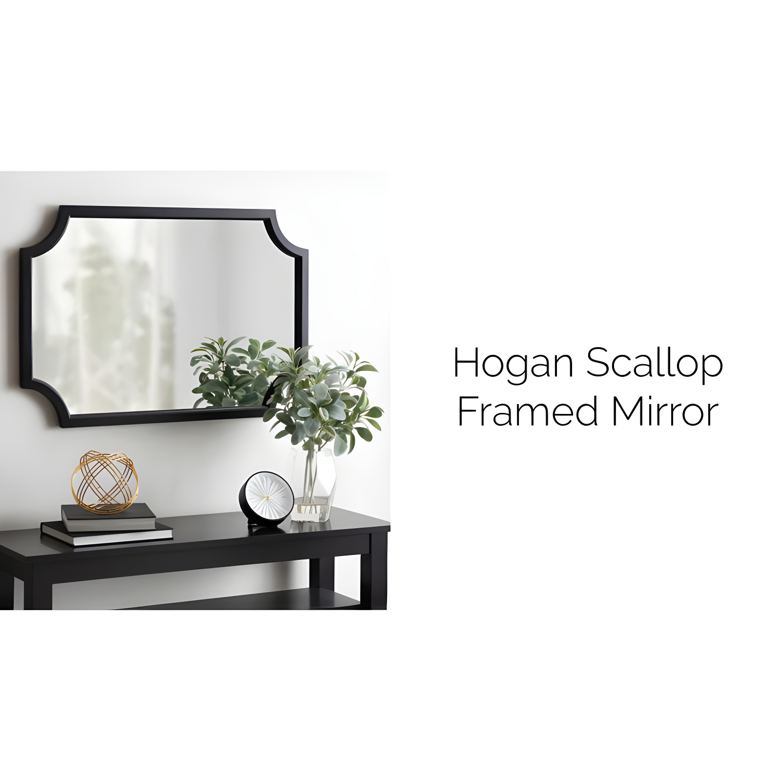 20" x 30" Hogan Scallop Wall Mirror Black - Kate & Laurel All Things Decor: MDF Frame, Easy Wall Mount