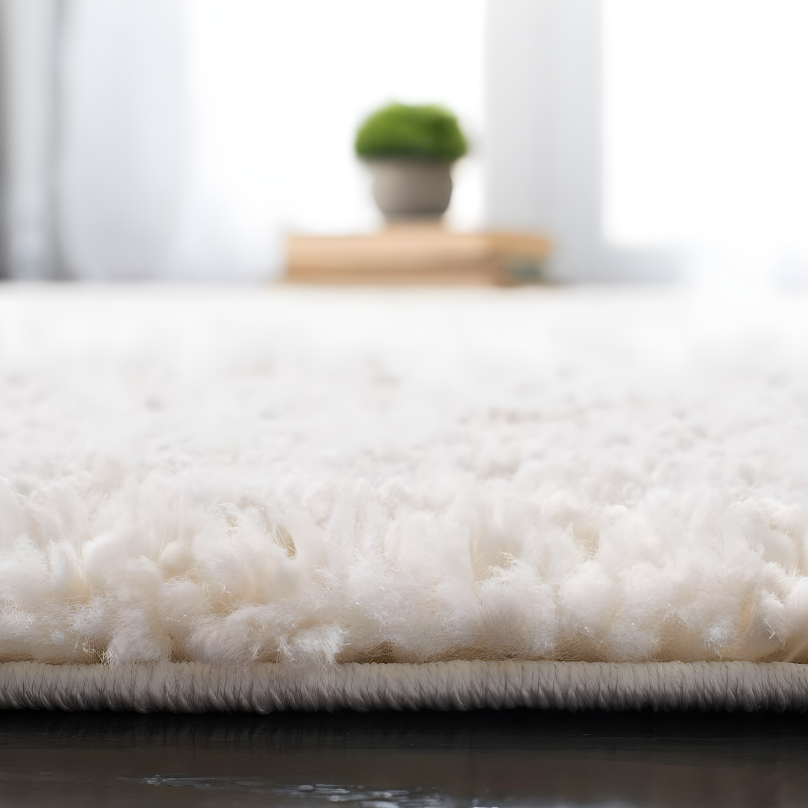 August Shag 900 AUG900 Power Loomed Indoor Area Rug - Ivory - 6'7"x6'7" - Safavieh