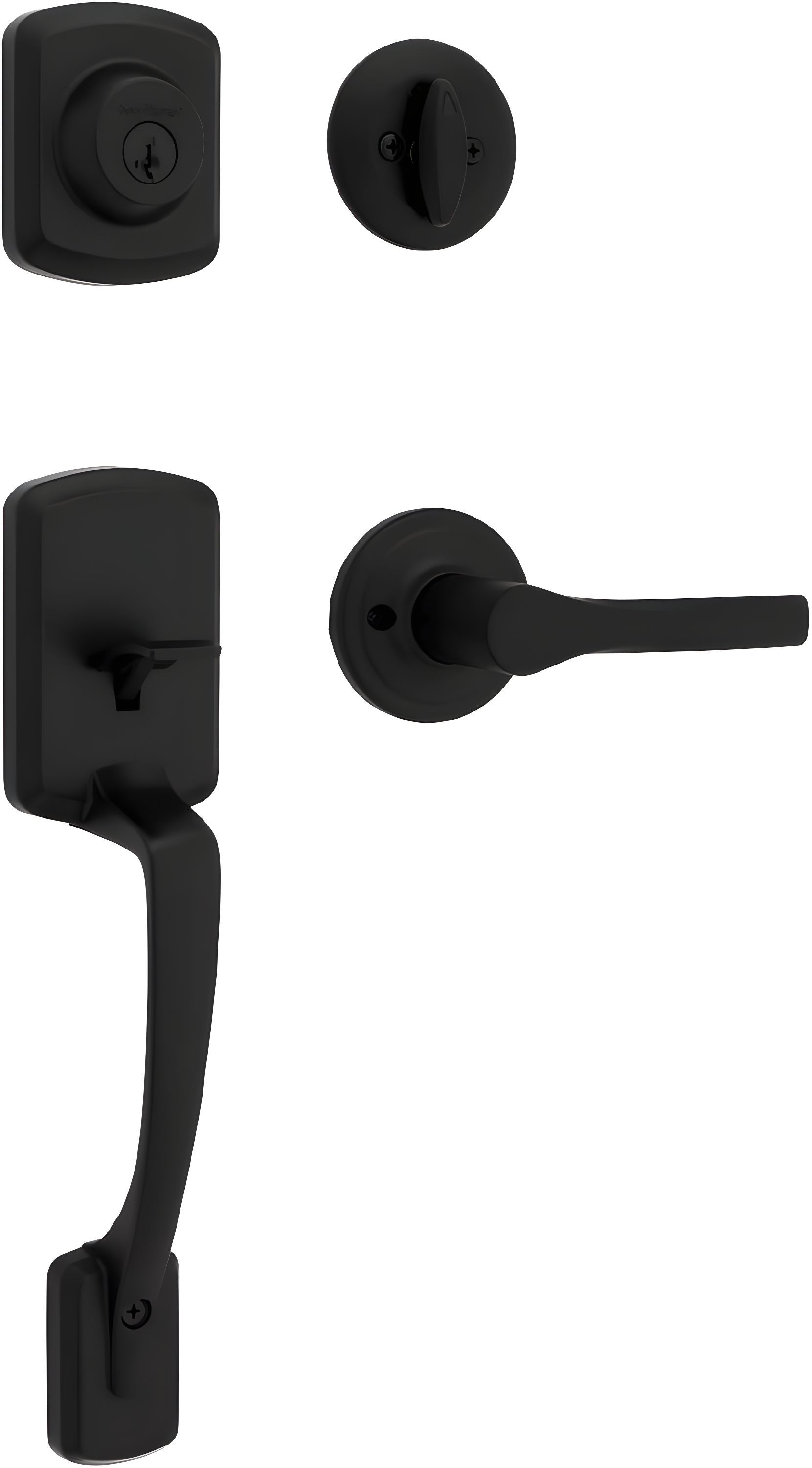 Henley Matte Black Single Cylinder Door Handleset with Round Handle Featuring SmartKey Security