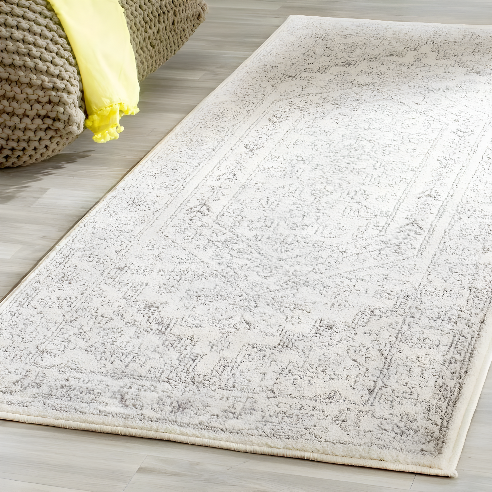 Adirondack ADR108 Power Loomed Runner Rug - Ivory/Silver - 2'6"x18' - Safavieh.