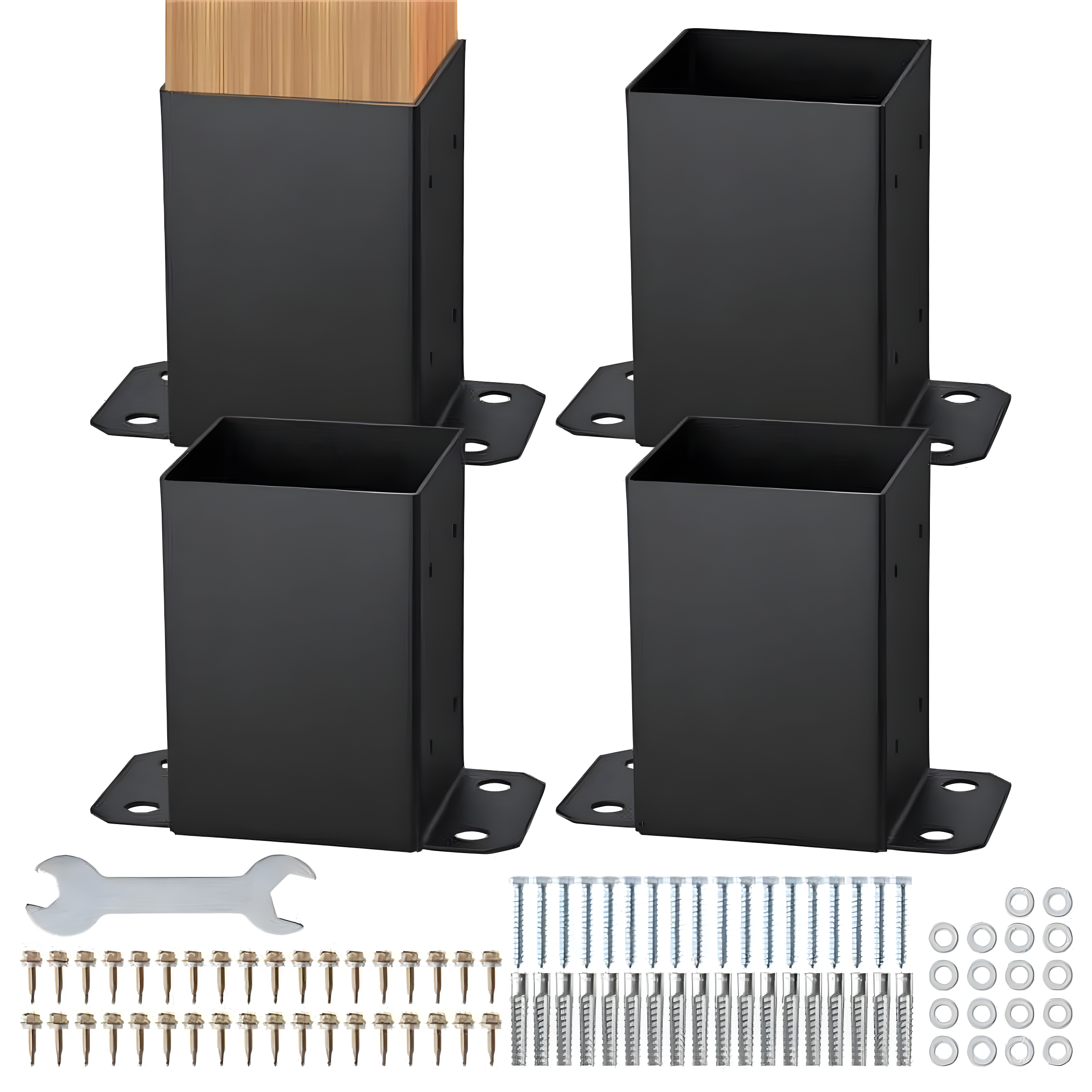 VEVOR 4 Pack 4x4 Post Base Brackets Heavy Duty Wood Post Fence Post Anchor