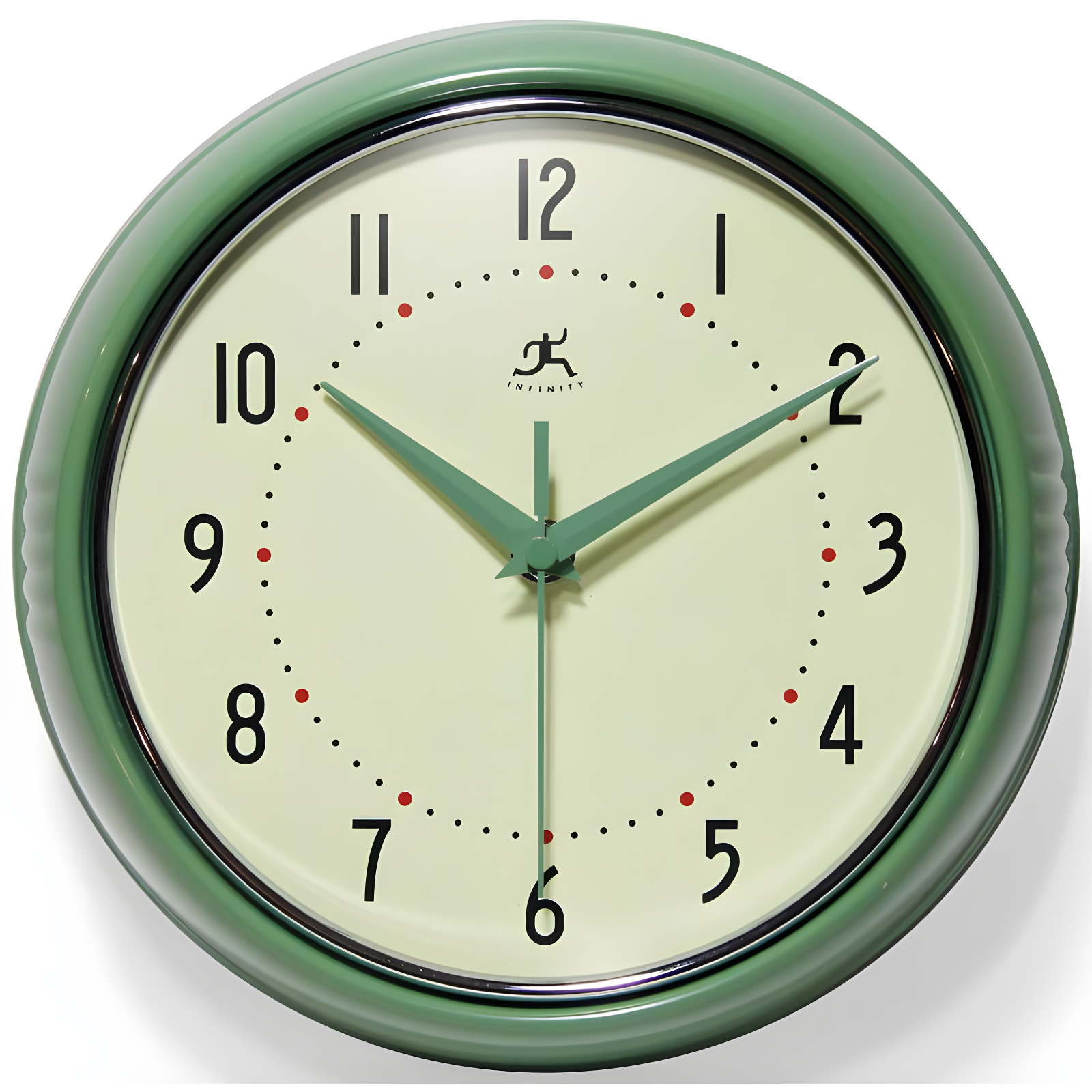 9.5" Retro Metal Wall Clock Green - Infinity Instruments