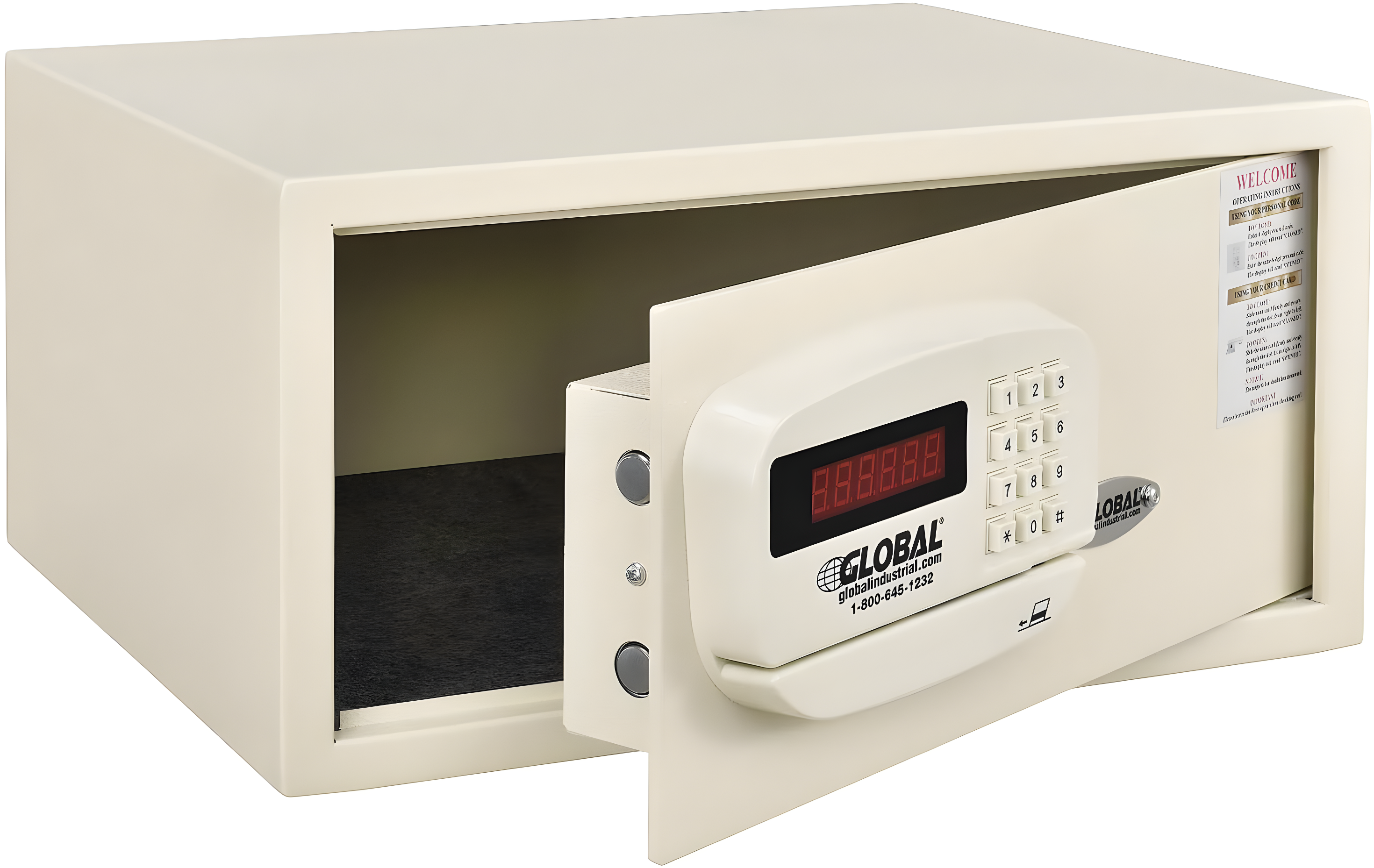 Global Industrial Personal Hotel Safe Electronic Lock with Card Slot Keyed Alike, White - 18 x 15 x 9 in.