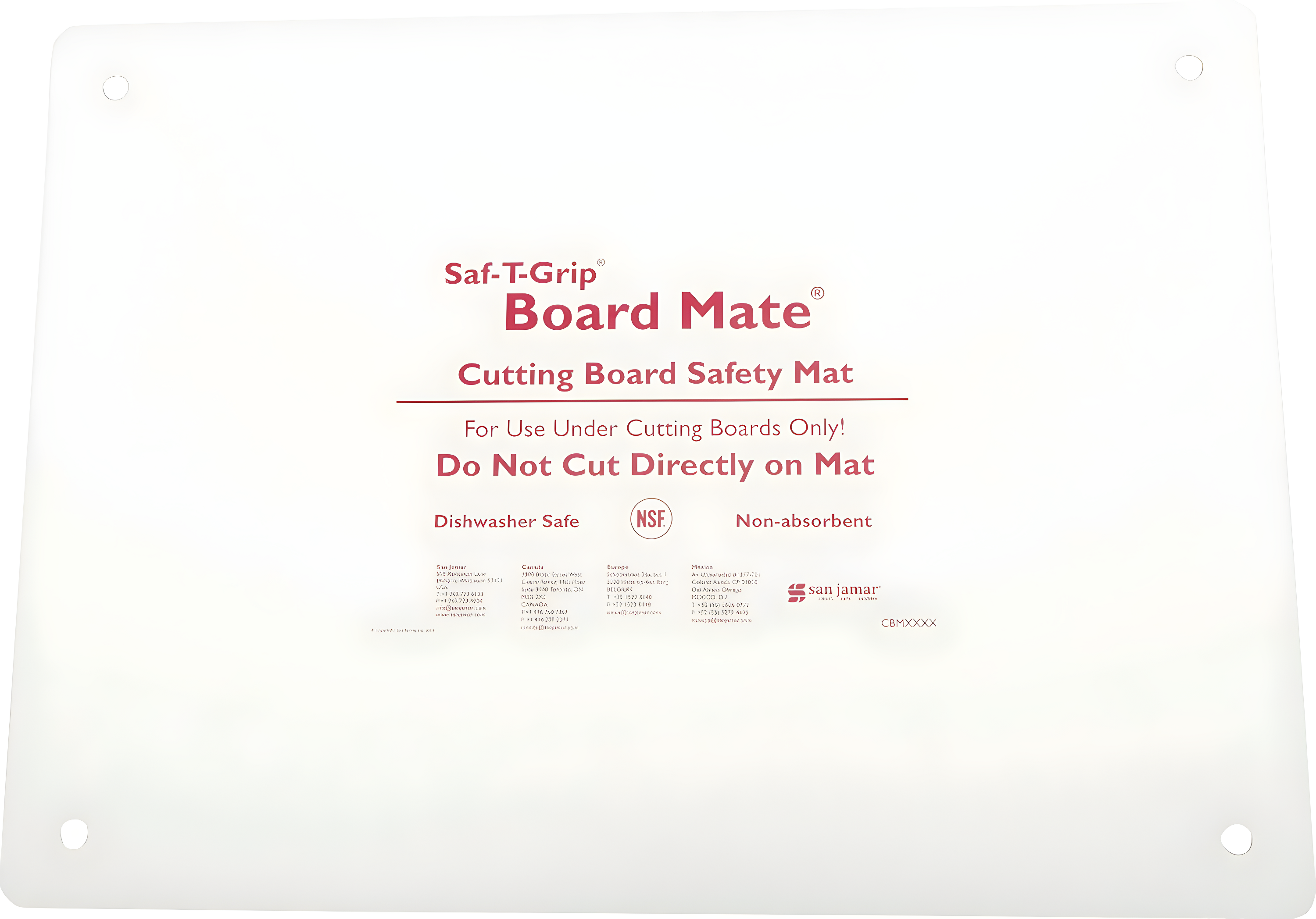 White Rectangular Plastic Non-Slip Chopping Mat, 22" x 16"