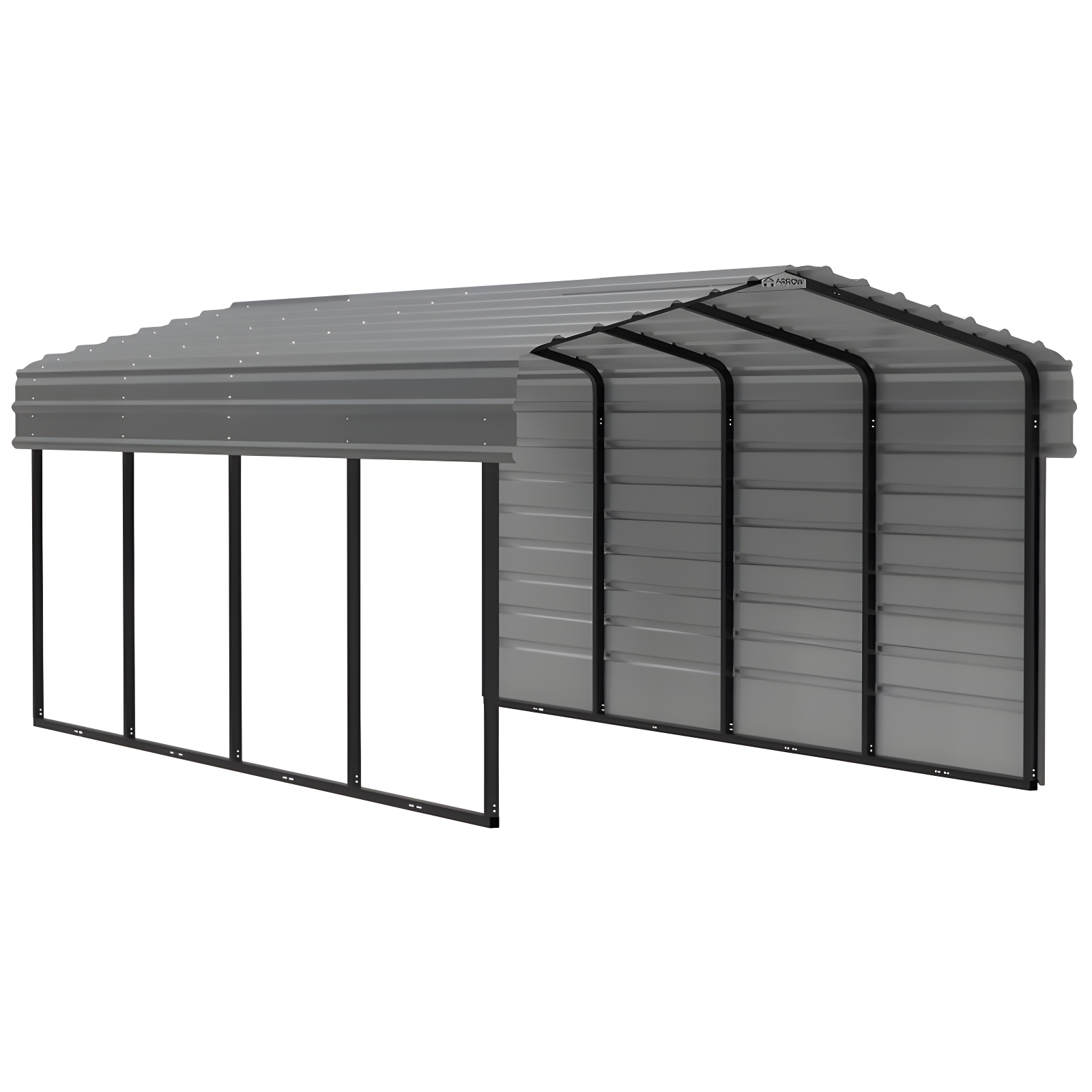Arrow Arrow Steel Carport with 1 Side Wall Kit, 10X20X07