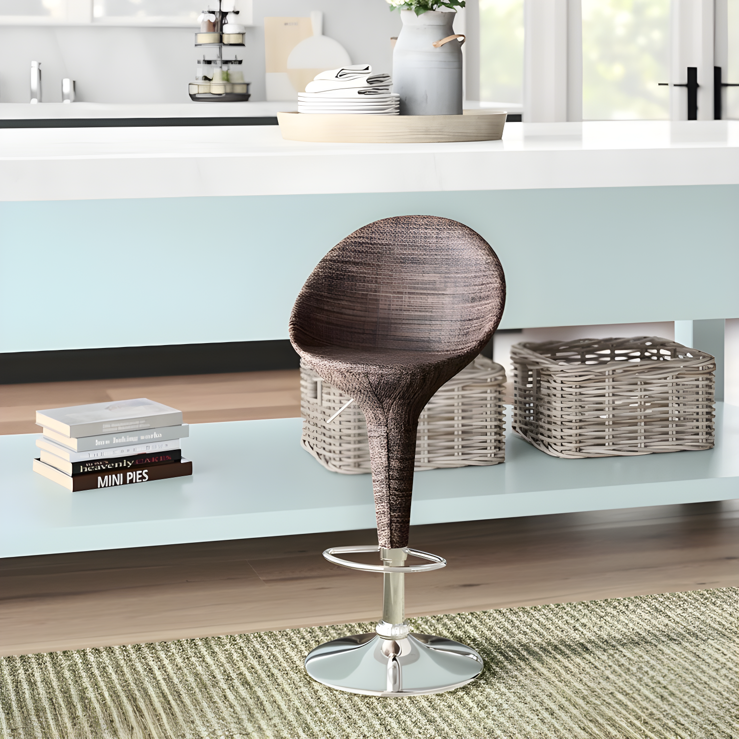 Orren Ellis Galeton Swivel Upholstered Adjustable Height Counter Stool with Metal Frame (Set of 2)