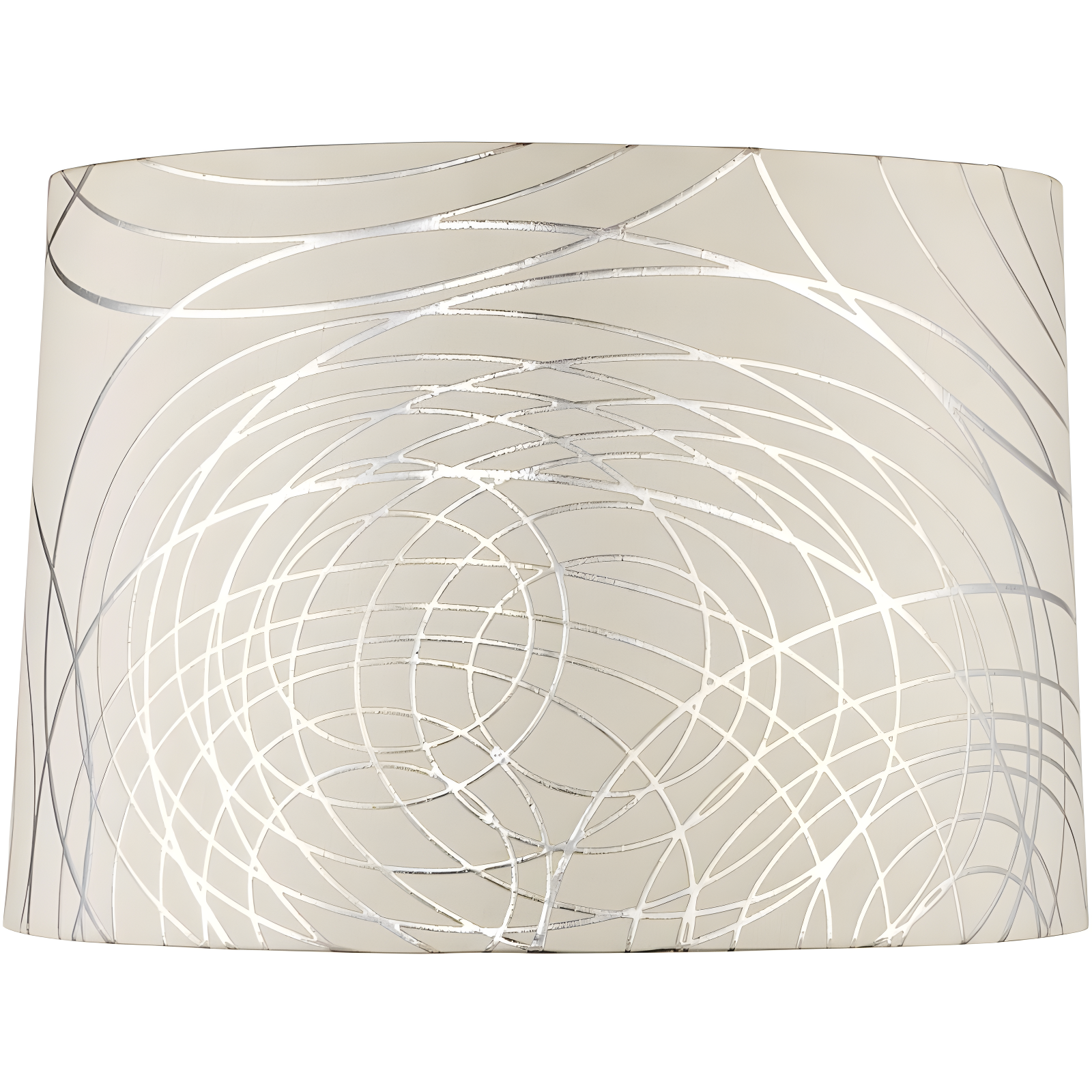 Springcrest Cream with Silver Circles Medium Drum Lamp Shade 15" Top x 16" Bottom x 11" High (Spider) Replacement with Harp and Finial
