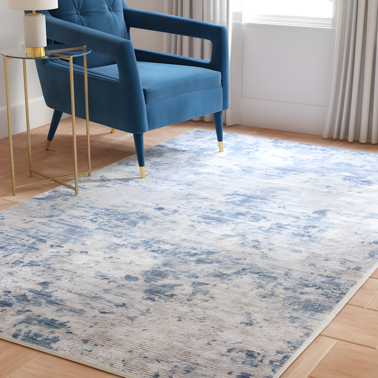 Amelia 700 ALA705 Machine Made Loomed Area Rug - Grey/Blue - 6'-0" x 9'-0" - Safavieh