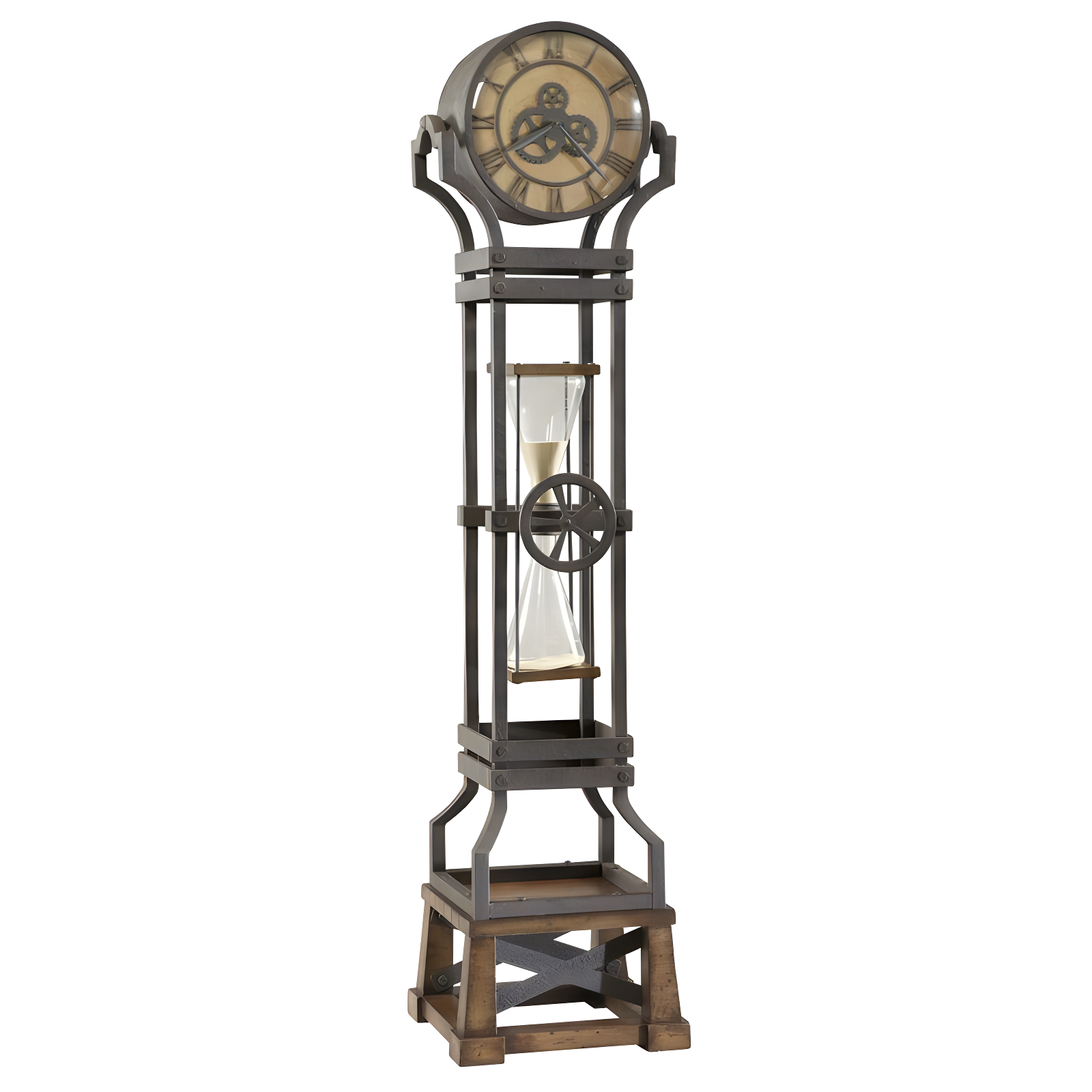 Howard Miller® Hourglass 77.5'' H Metal Grandfather Clock with Adjustable Chime Volume