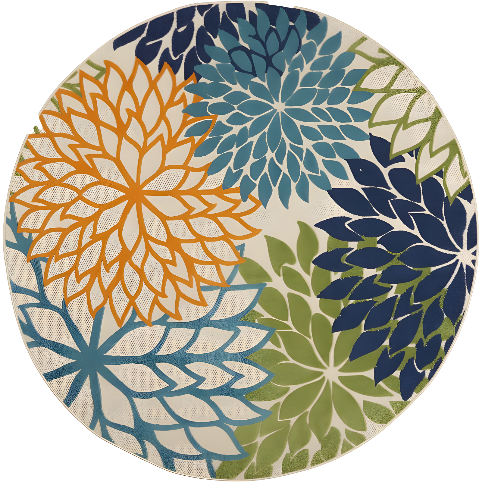 Nourison Aloha Floral Bloom Flatweave High-Low Indoor Outdoor Round Rug Multicolor 7'10" x 7'10"
