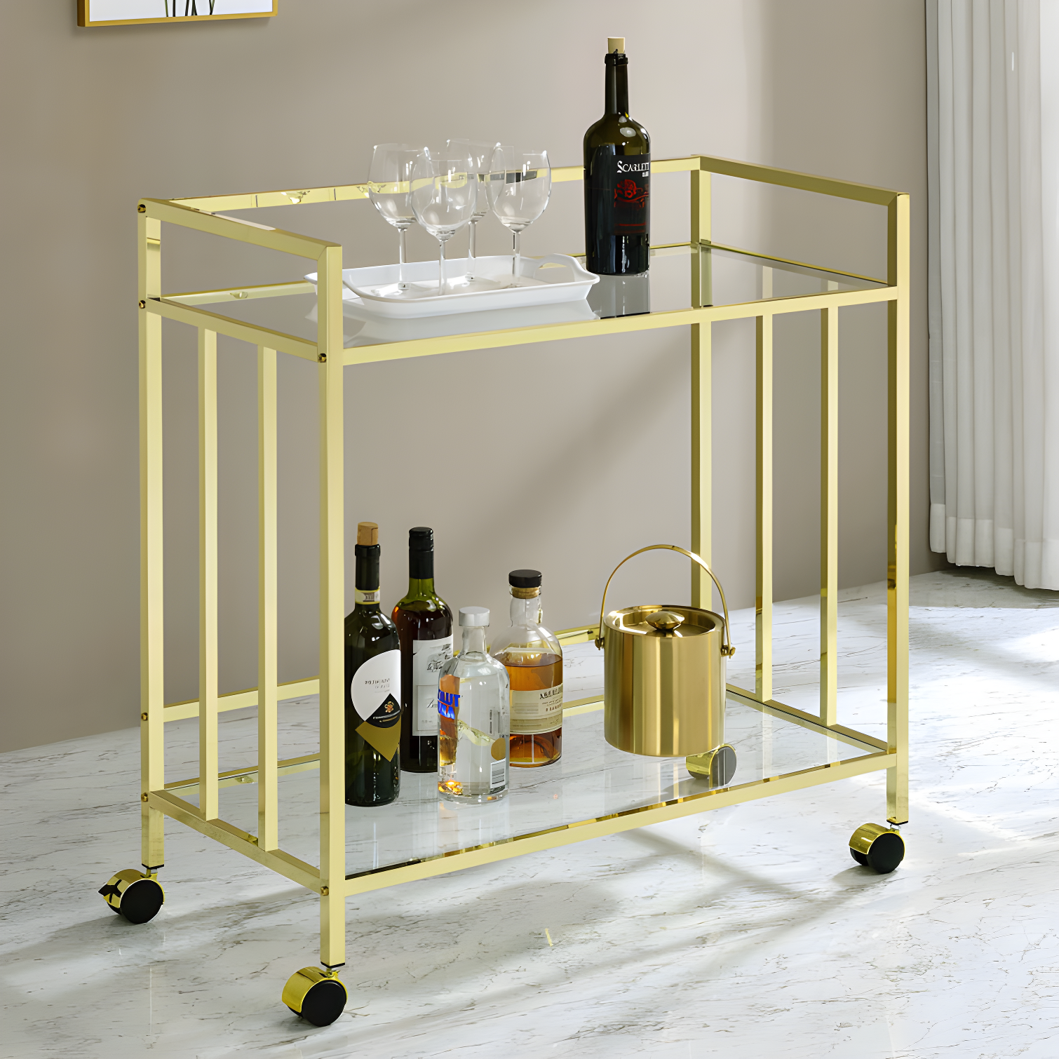 Cara Wood Bar Cart