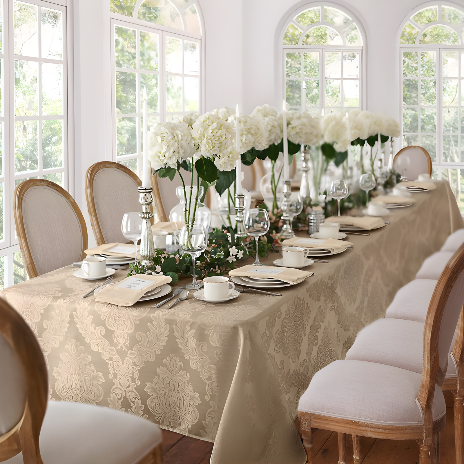 Ophelia & Co. Burchfield Solid Floral Jacquard Damask Polyester Tablecloth