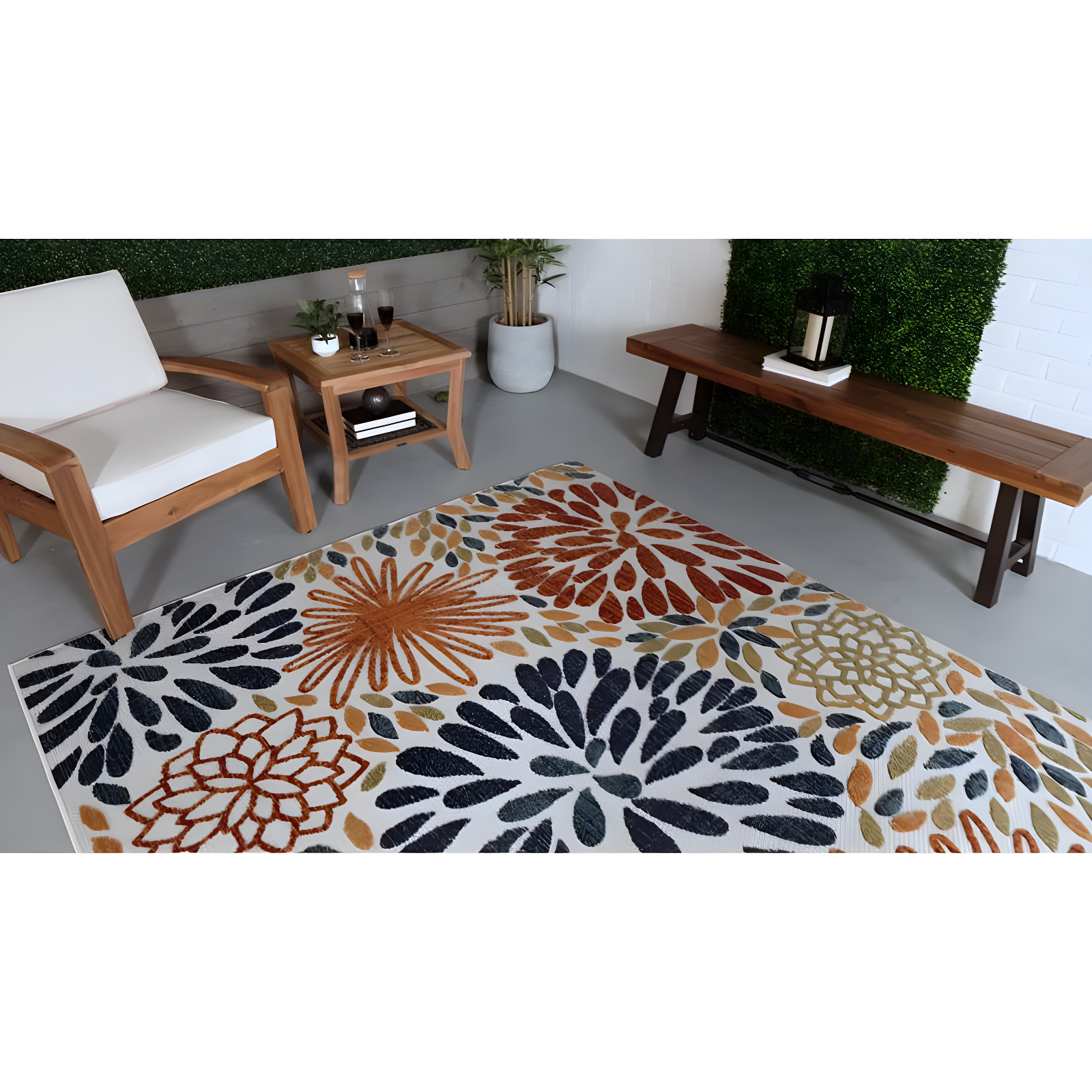 Nuloom Monique Floral & Paisley 7x9 Indoor/Outdoor Area Rug for Living Room Patio Deck Front Porch Kitchen, Teal/Ivory