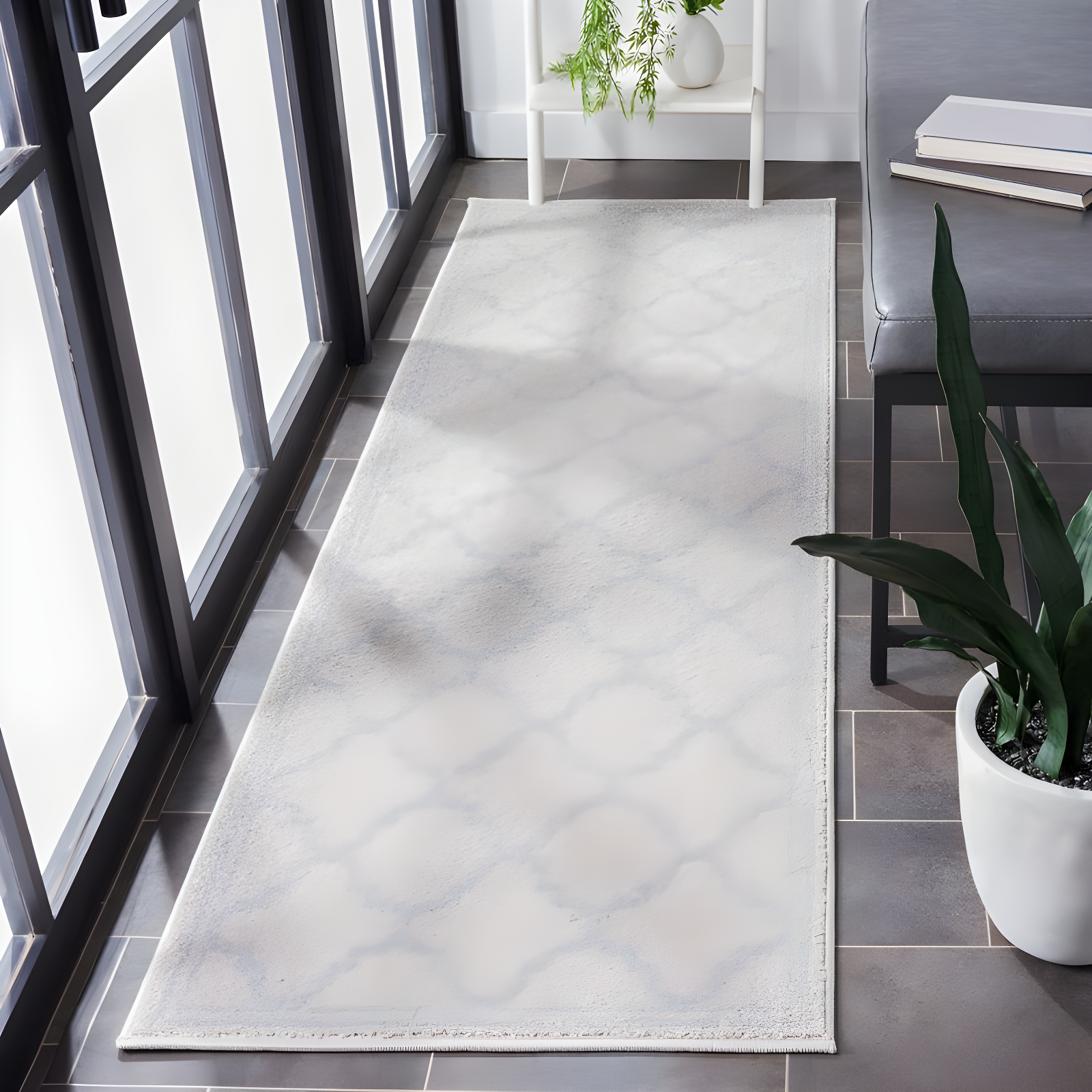 Amherst AMT422 Power Loomed Indoor Runner Rug - Beige/Light Grey - 2'3"x19' - Safavieh