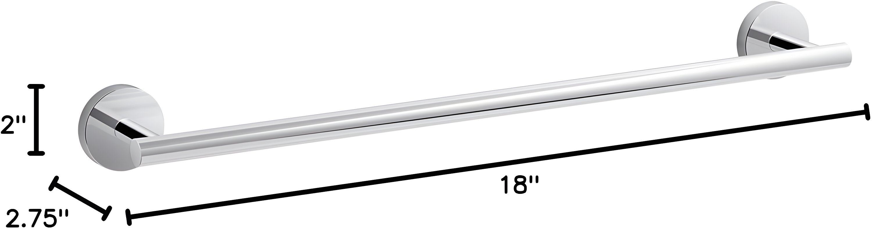 Elate Wall Mounted Round Towel Bar, Metal Wall-Mounted Towel Holder
