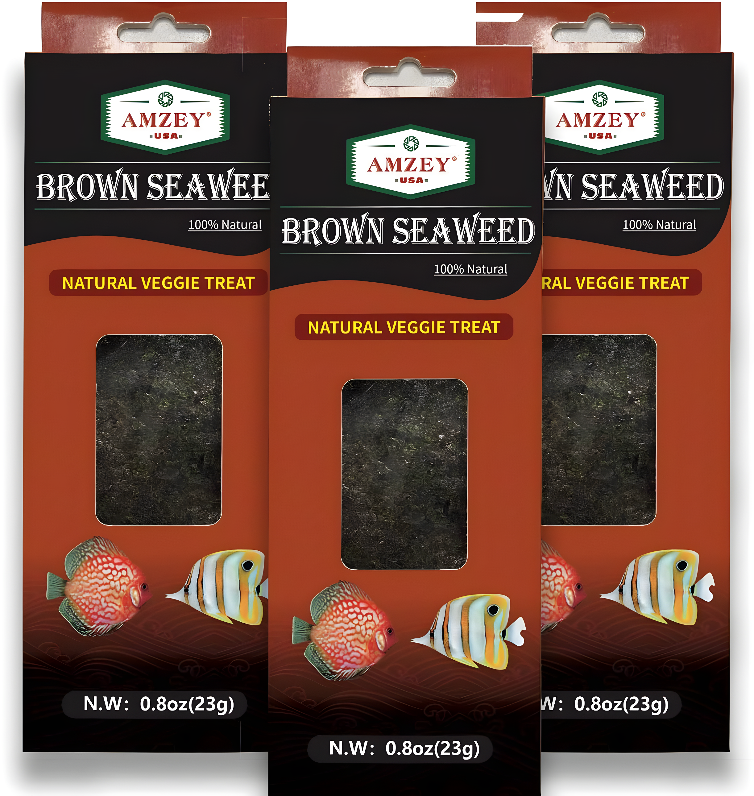 Amzey Brown Seaweed Natural Veggie Fish Food, 48 Sheets
