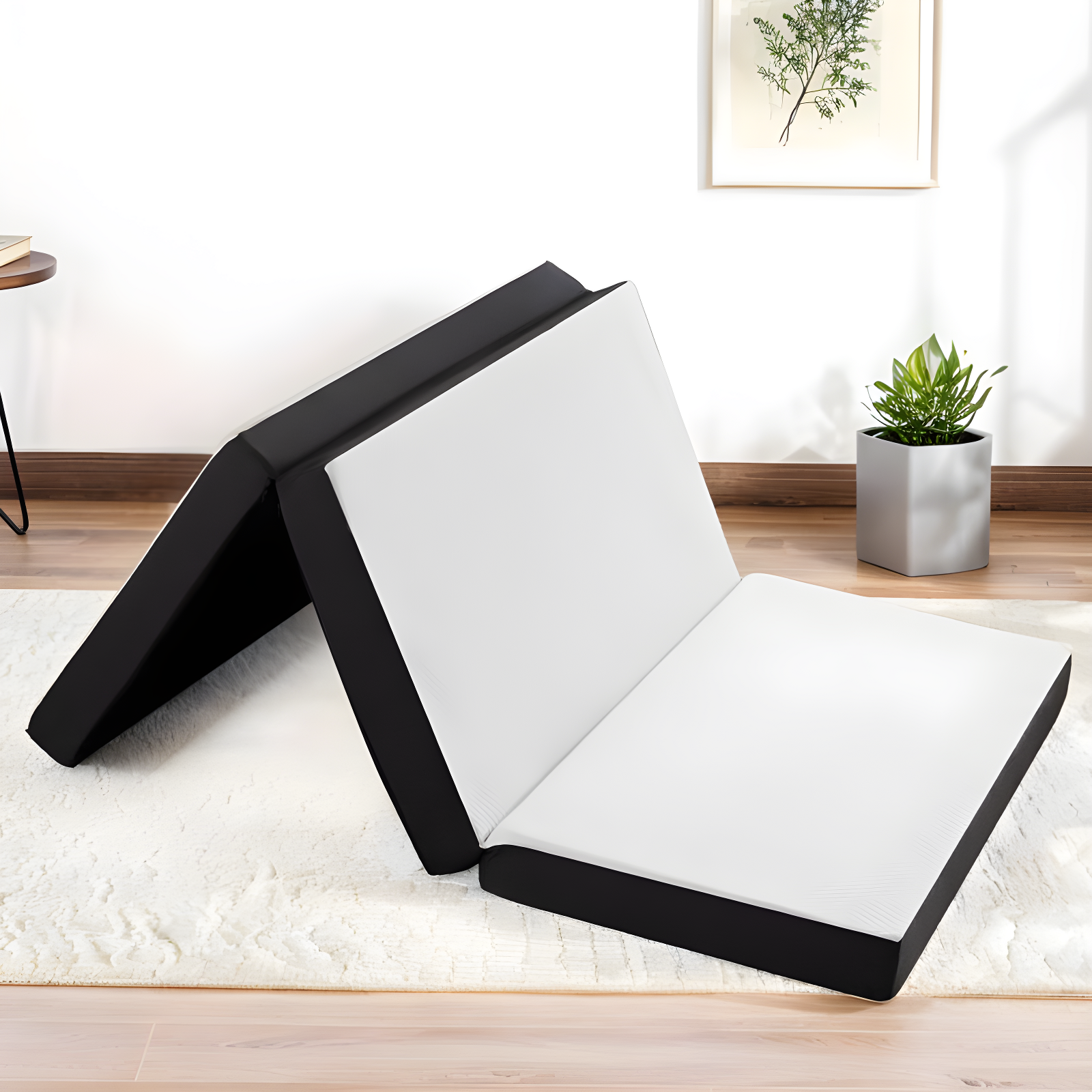 Salaam 3" Tri-fold Memory Foam Folding Mattress Topper for Camping, Foldable Mattress Topper with Washable Cover