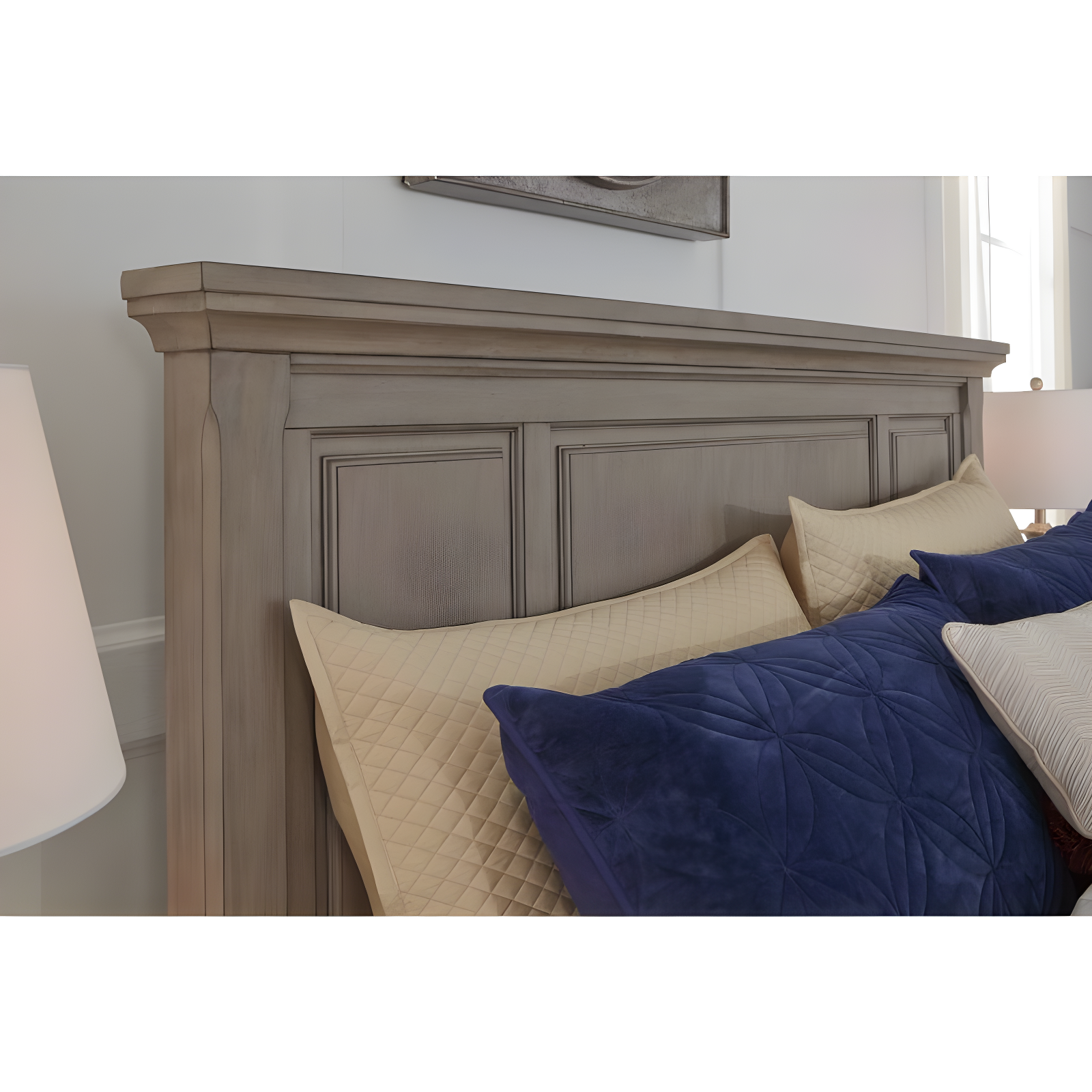 Queen Lettner Panel Headboard Light Gray - Signature Design by Ashley: Vintage Casual Style, Wood Frame Mounted