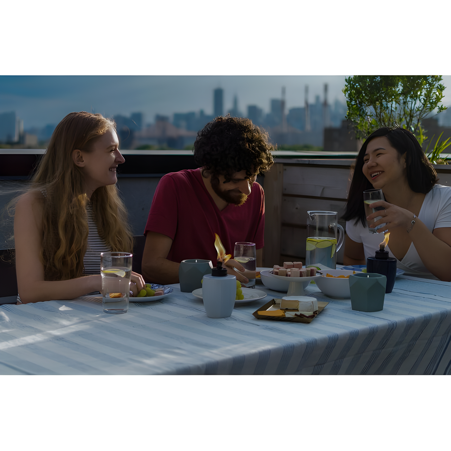 TIKI® Brand 5.75 Inch Table Torch Glass Herringbone (Set of 3)