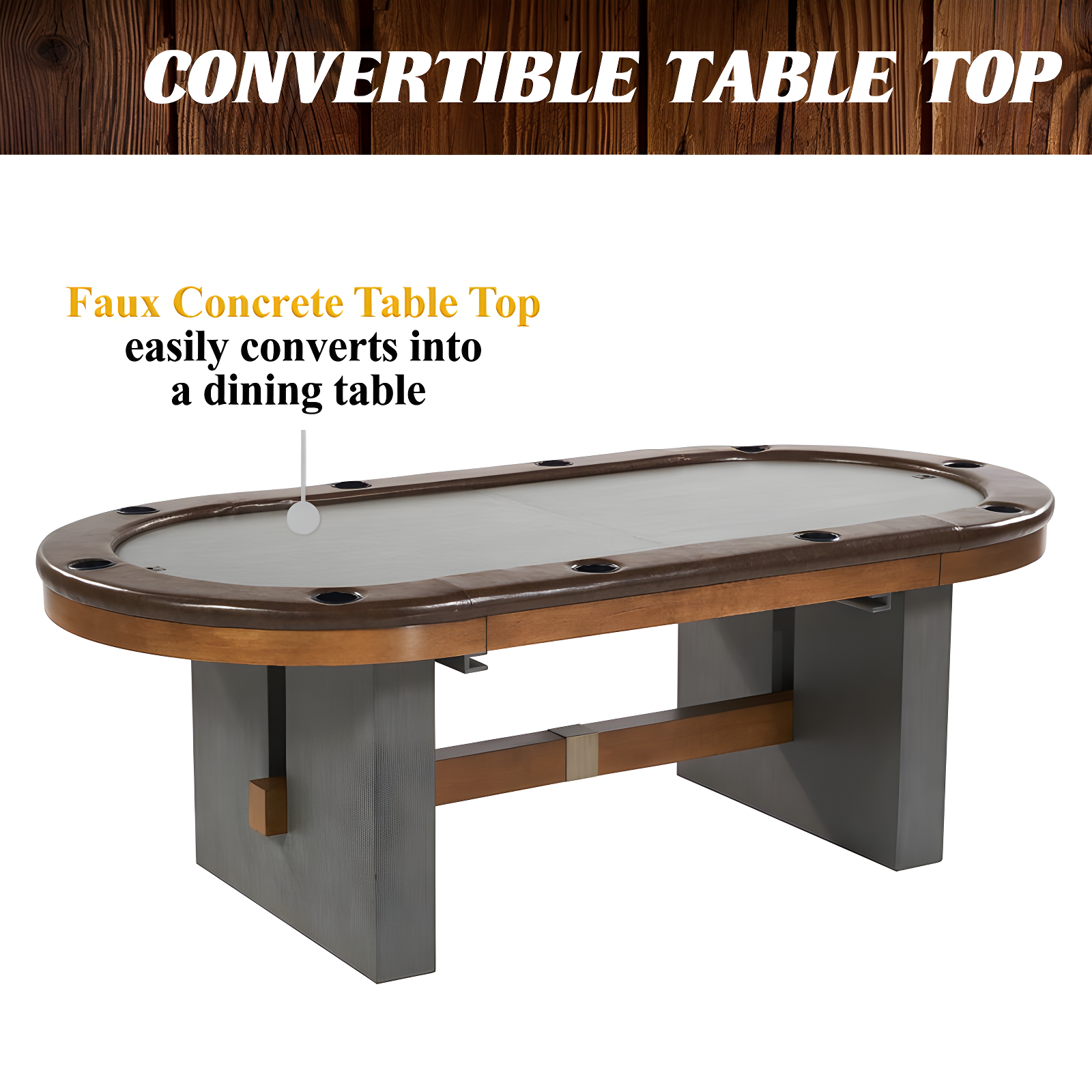 Barrington Urban 10-Player Poker Card Table with Dining Table Top