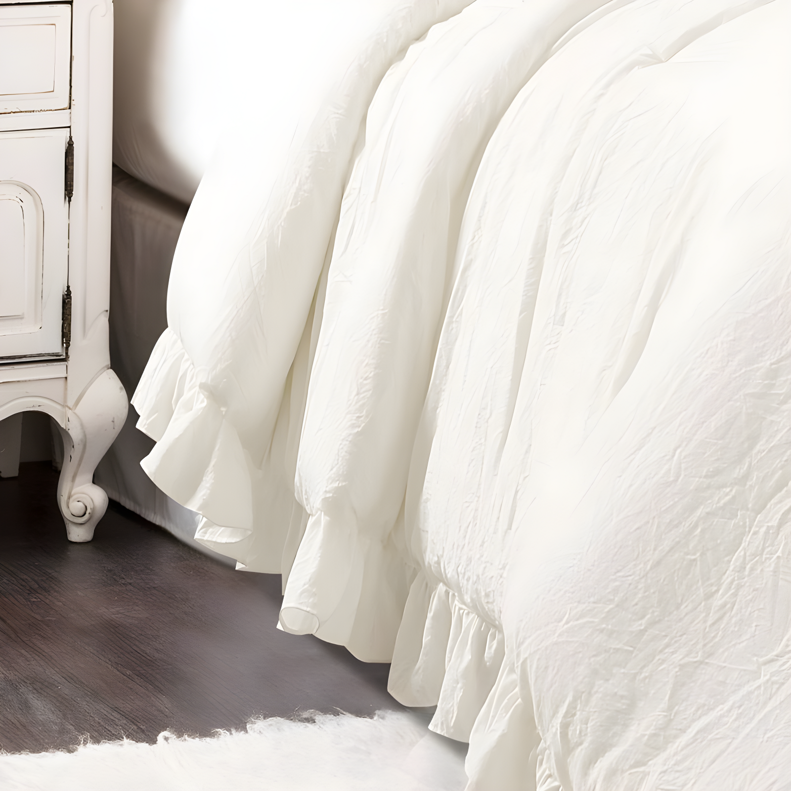 Lush Décor 3pc King Reyna Comforter Set White: Microfiber, Ruffled, OEKO-TEX Certified