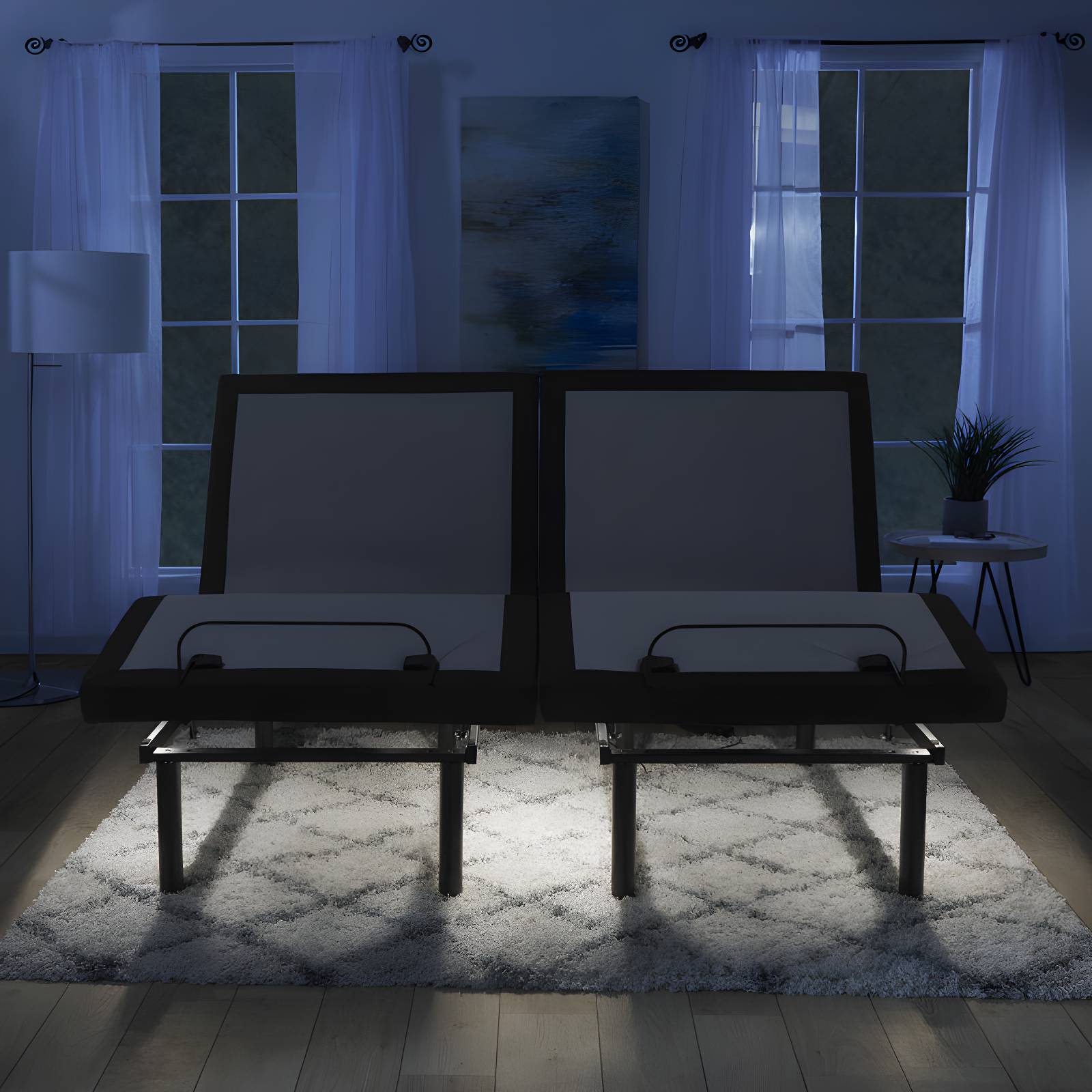 Clara Clark Clara Clark Massaging Zero Gravity, Zero Clearance Adjustable Bed with Wireless Remote, USB Ports & LED Lights