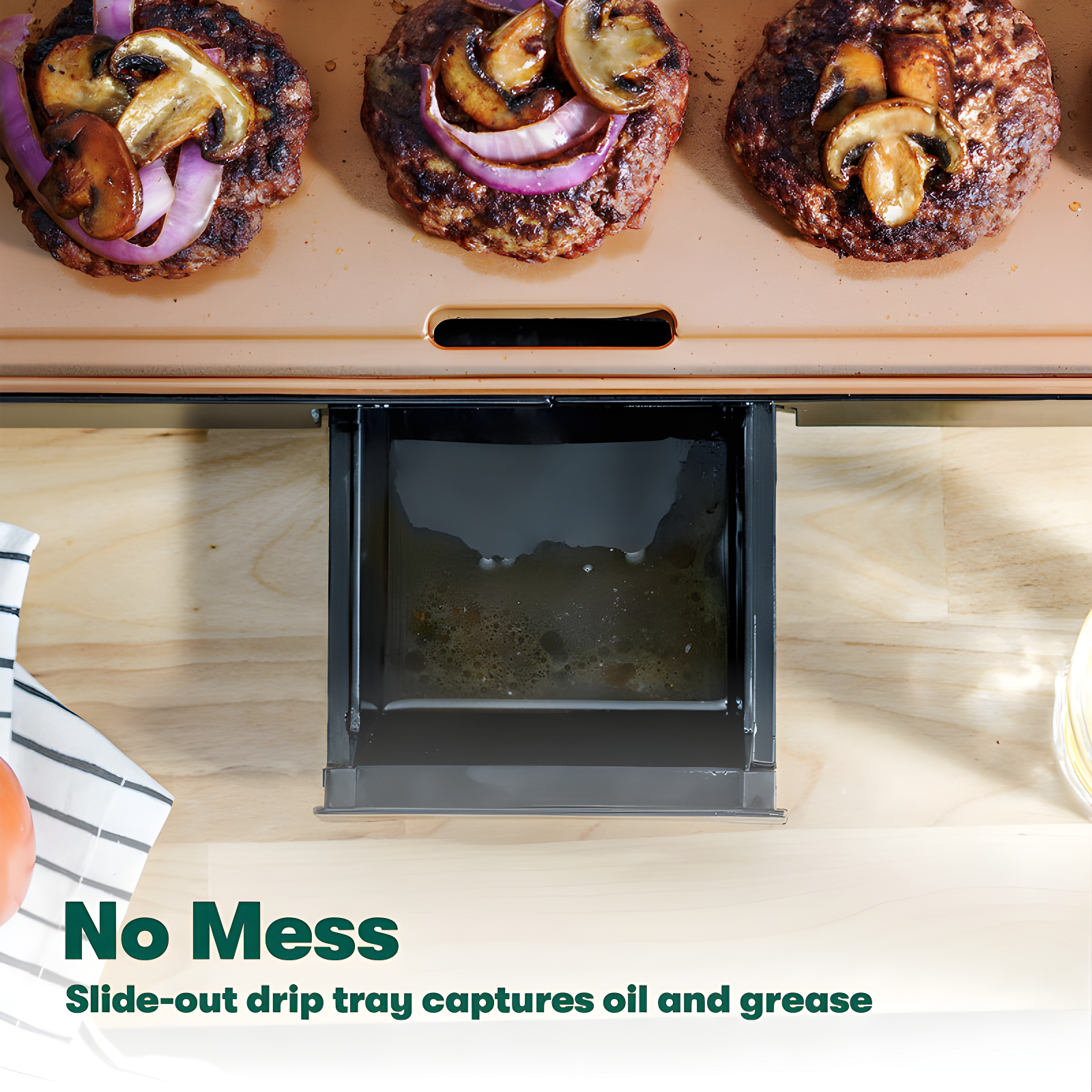 Electric Ceramic Titanium Griddle, Make 15 Eggs At Once, Healthy-Eco Non-Stick Coating, Hassle-Free Clean Up, Large Submersible Cooking Surface