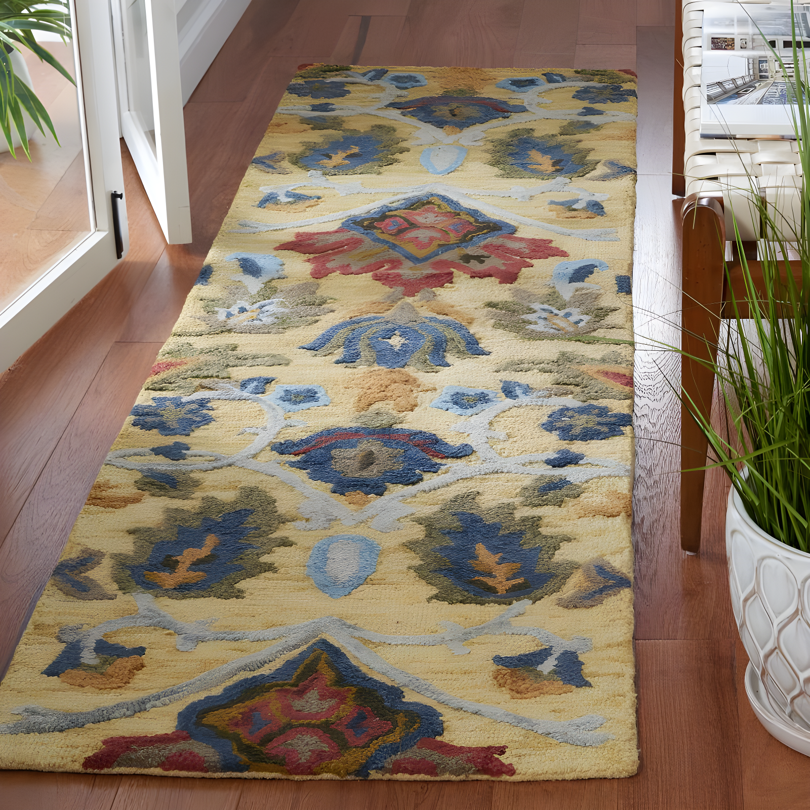 Blossom BLM402 Hand Tufted Runner Rug - Gold/Multi - 2'3"x12' - Safavieh.