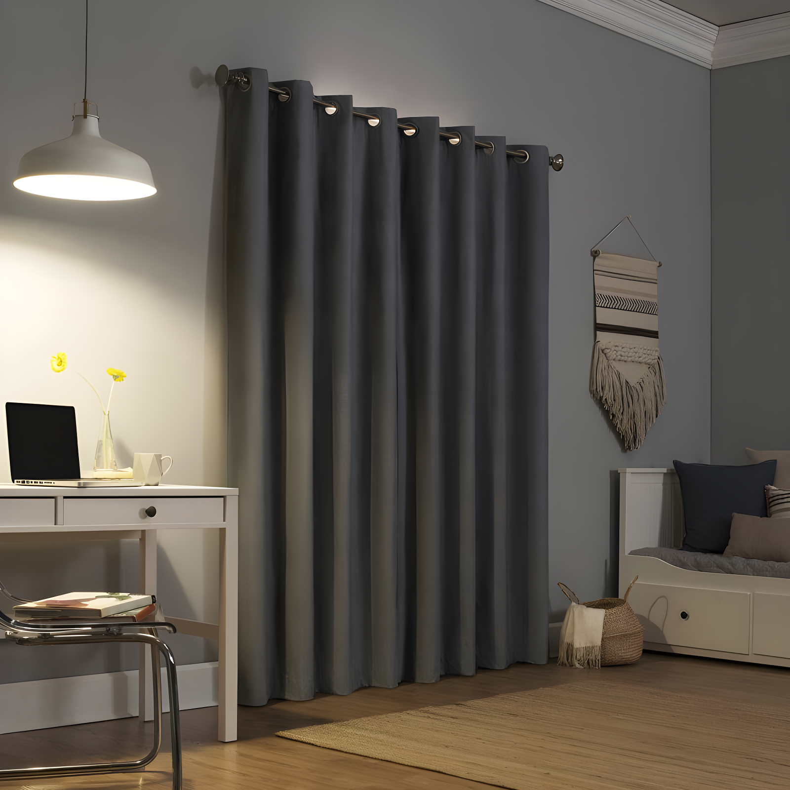 50"x84" Sun Zero 100% Blackout Duran Thermal Insulated Grommet Curtain Panel Gray