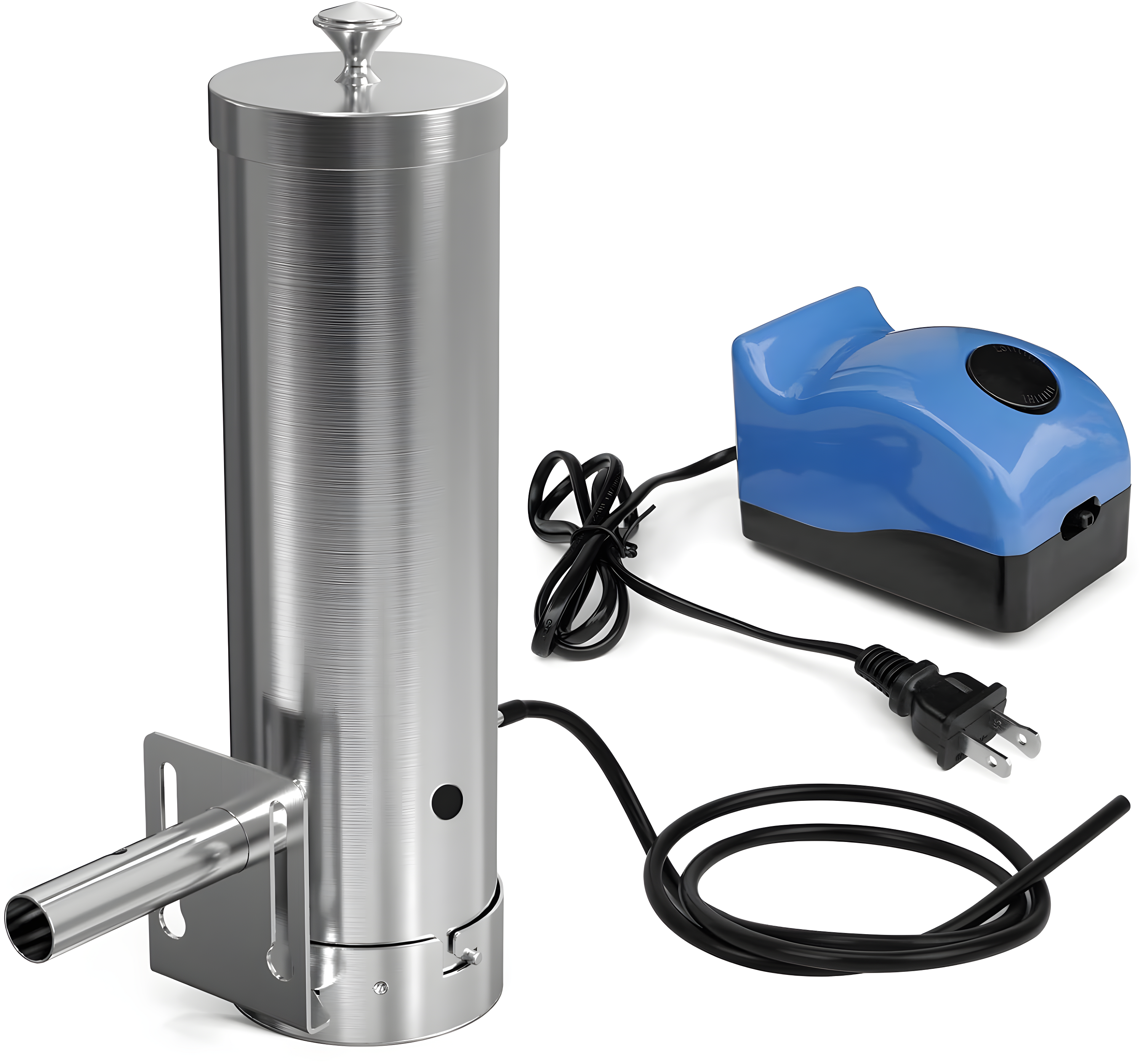 Cold Smoke Generator with Lid & Air Pump, Portable Electric BBQ Smoker, Wood Pellets Outdoor Smoker, Grill Accessory Barbecue Tools for Meat Vegetable, Hot & Cold Smoking, Stainless Steel