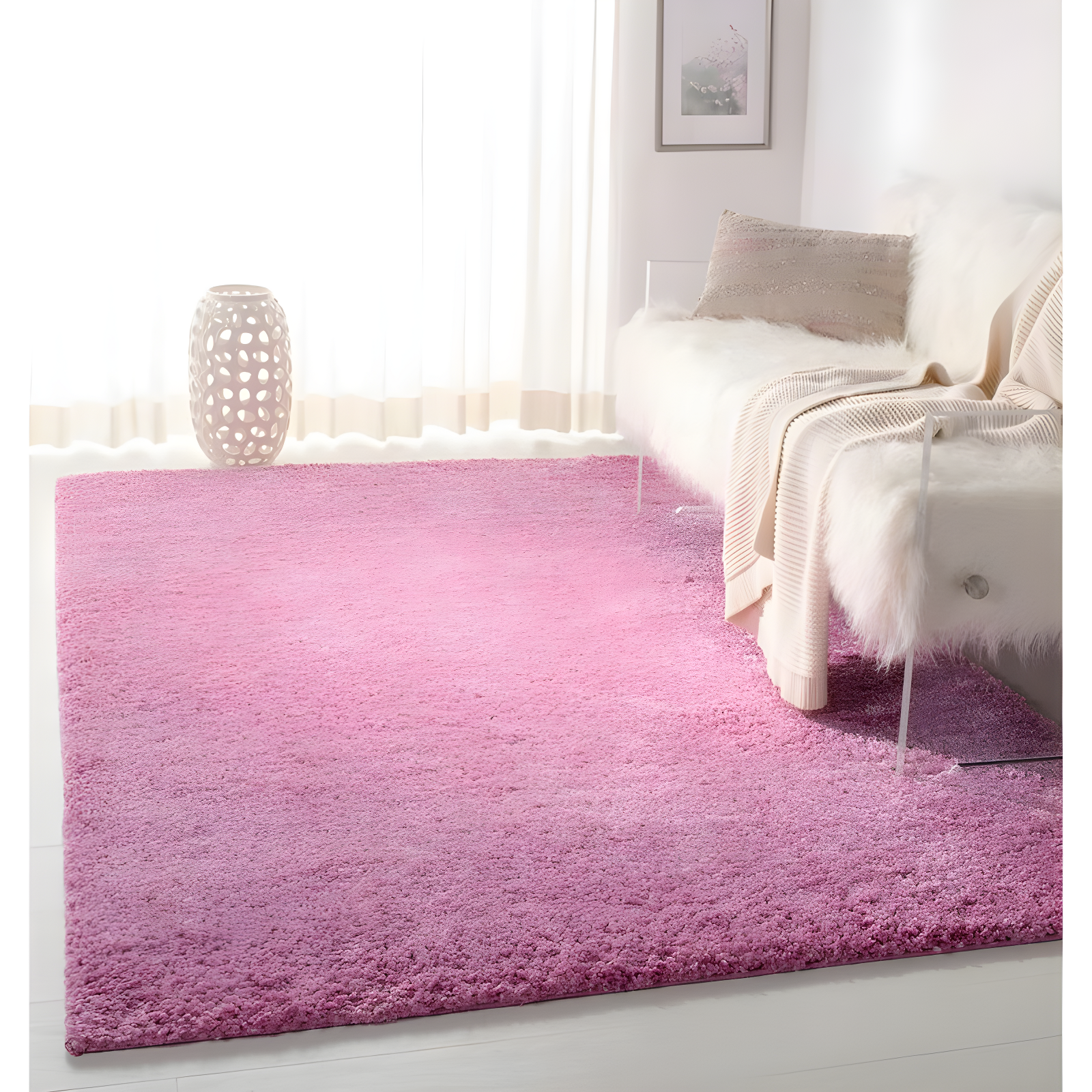 August Shag 900 AUG900 Power Loomed Indoor Area Rug - Pink - 6'x9' - Safavieh