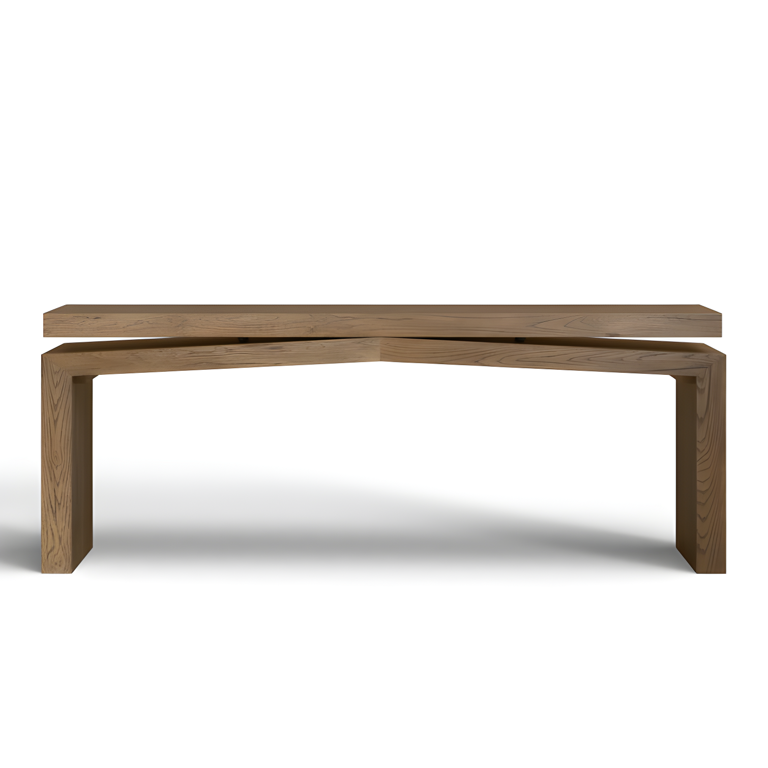 Rustic Gray Oak Veneer Console Table with Storage