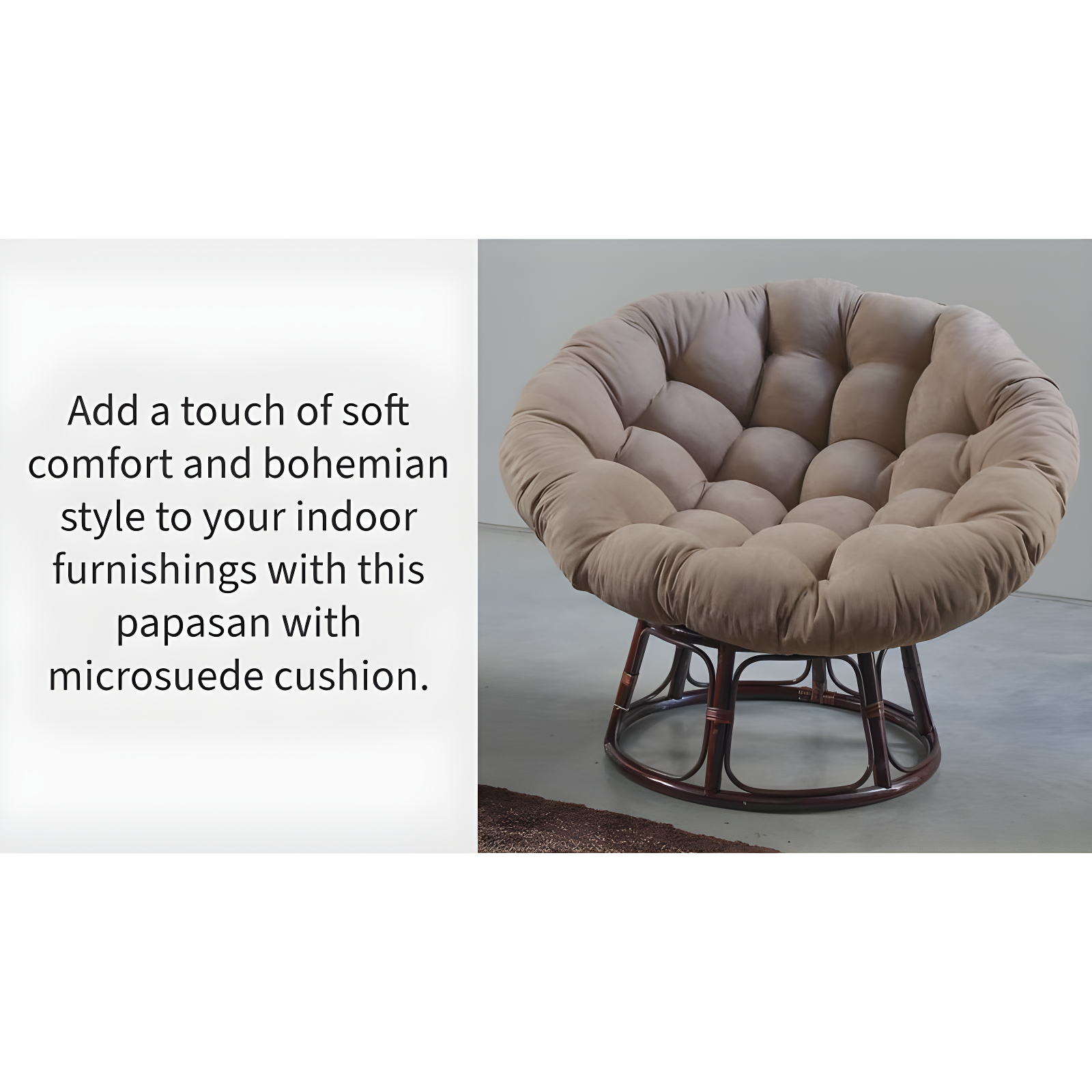 42" Rattan Papasan Chair with Micro Suede Cushion Hunter Green - International Caravan