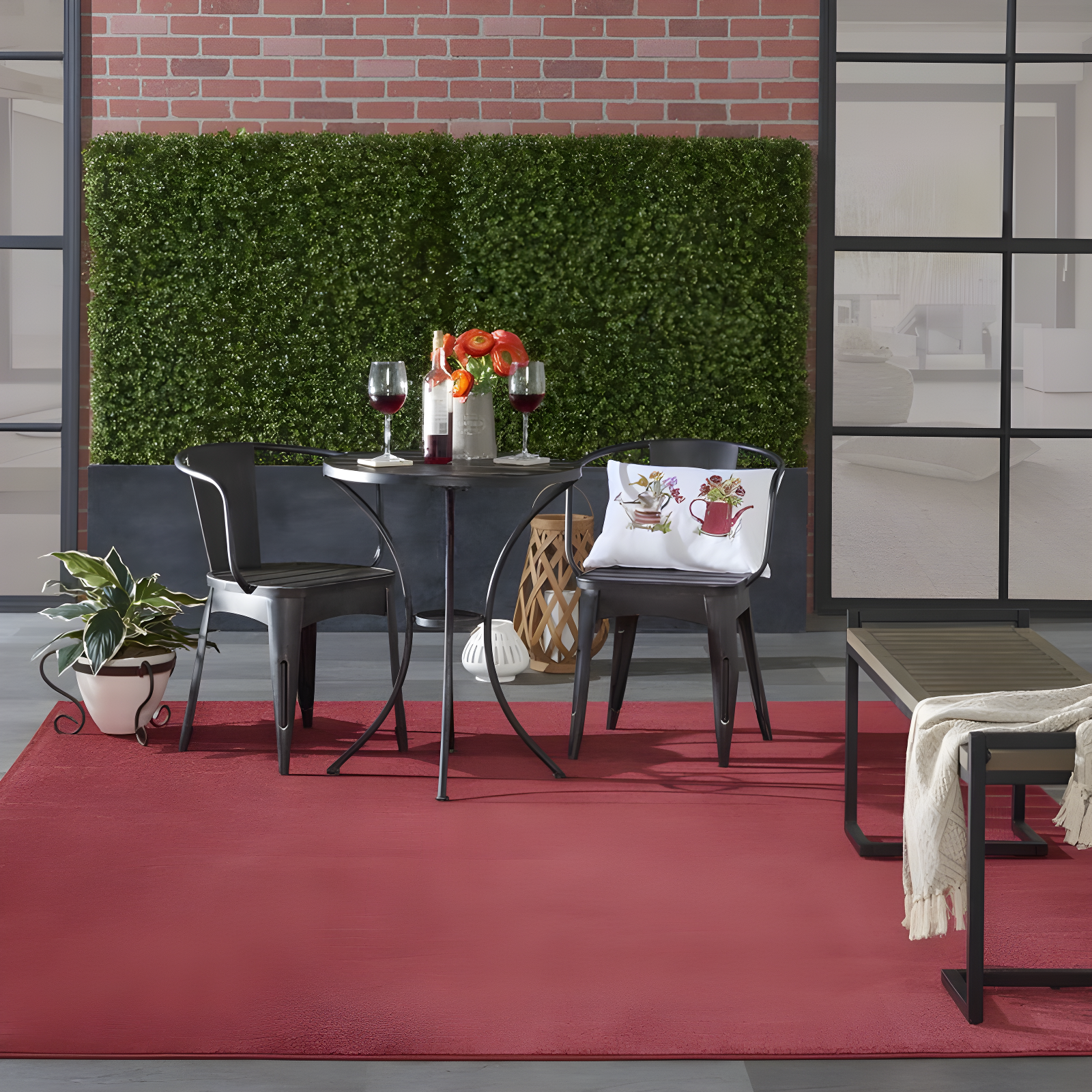 Nourison Essentials Easy Care Indoor Outdoor Area Rug - Brick Red 8' x 10'
