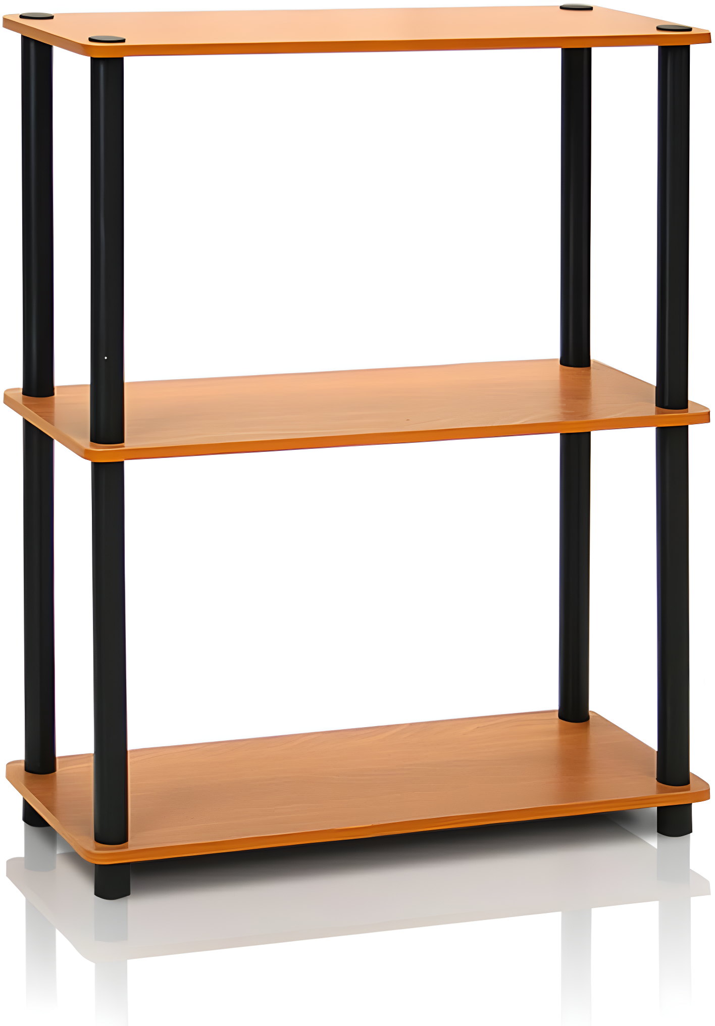 Furinno Durable 23.6"W x 11.6"D x 29.5"H 3-Shelf Freestanding Shelving Unit, Light Cherry and Black