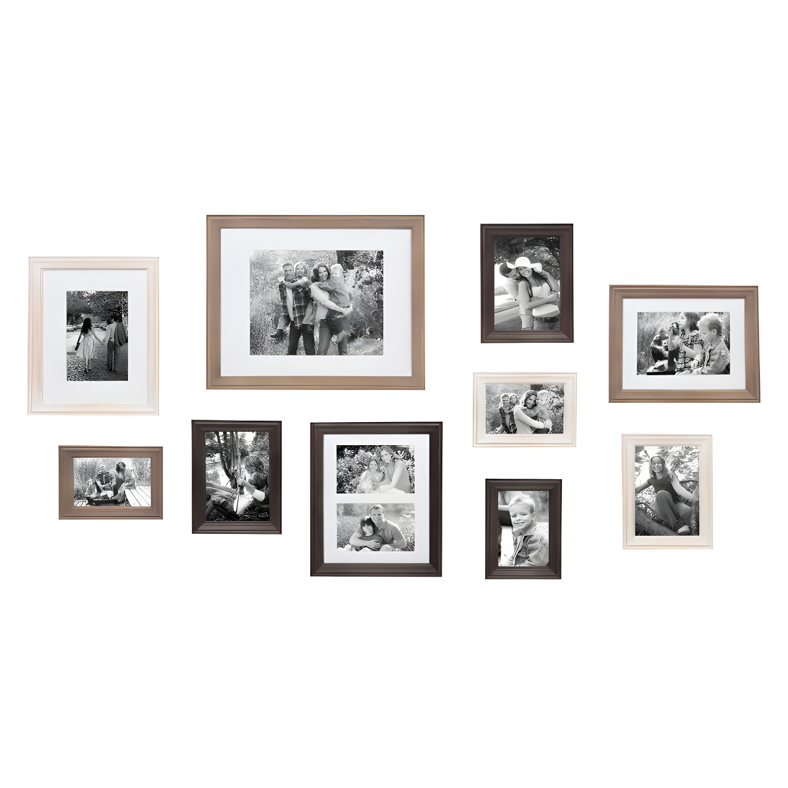 10pc Bordeaux Frame Box Set White/Black/Natural Wood - Kate and Laurel: Wall Gallery Kit, Multi-Size Display