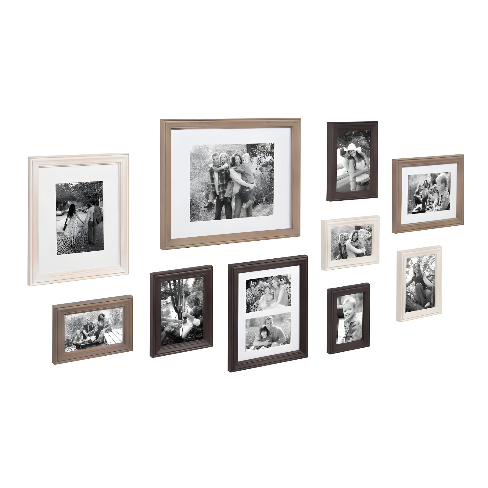10pc Bordeaux Frame Box Set White/Black/Natural Wood - Kate and Laurel: Wall Gallery Kit, Multi-Size Display