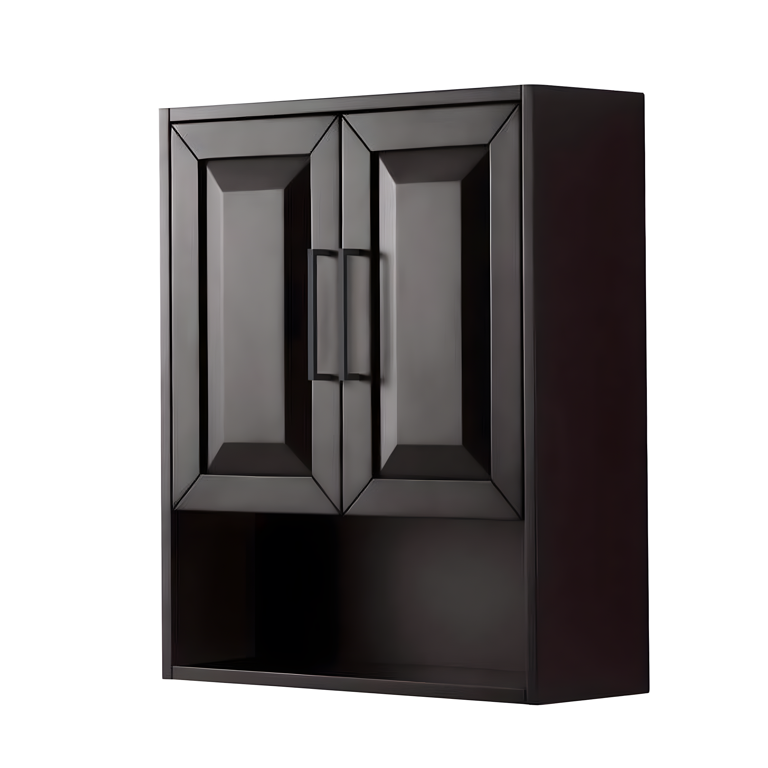 Wyndham Collection WCV2525WCEB Dark Espresso Daria Over-the-Toilet Bathroom Wall-Mounted Storage Cabinet with Matte Black Trim