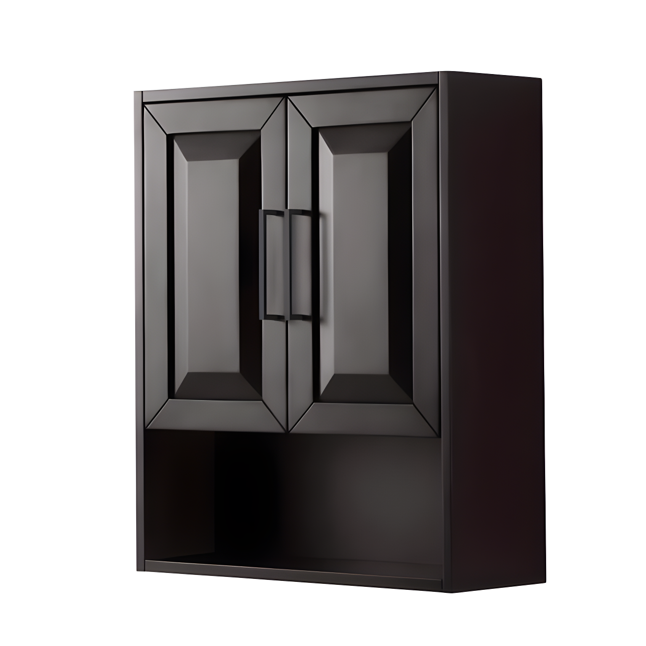 Wyndham Collection WCV2525WCEB Dark Espresso Daria Over-the-Toilet Bathroom Wall-Mounted Storage Cabinet with Matte Black Trim