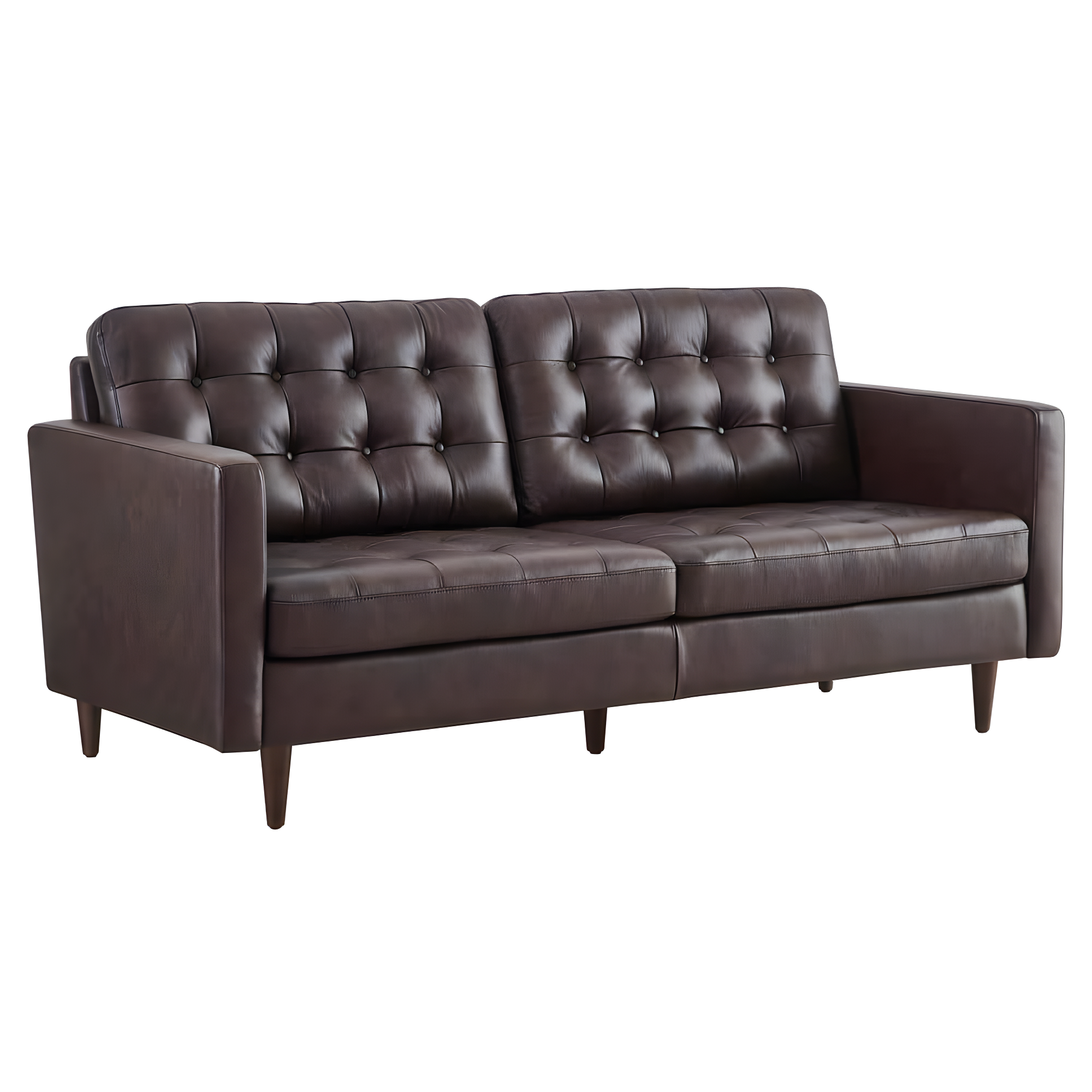 Exalt Tufted Vegan Leather Sofa-EEI-6099-BRN